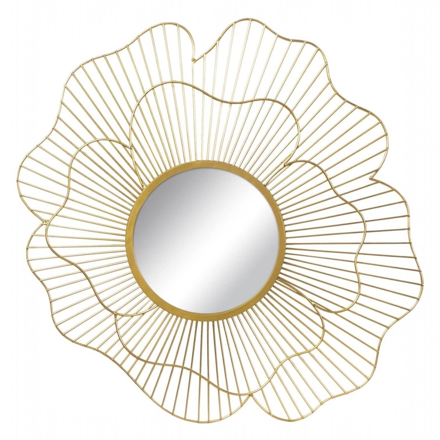 NEW West Elm XL Gold Asymmetrical Flower Mid-Century Modern Hanging Wall Mirror