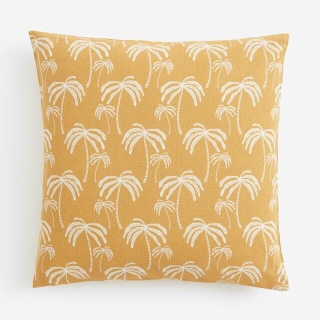 New Anthropologie Yellow Palm Cotton Boho Throw Pillow Cover Case Sham 20 x 20