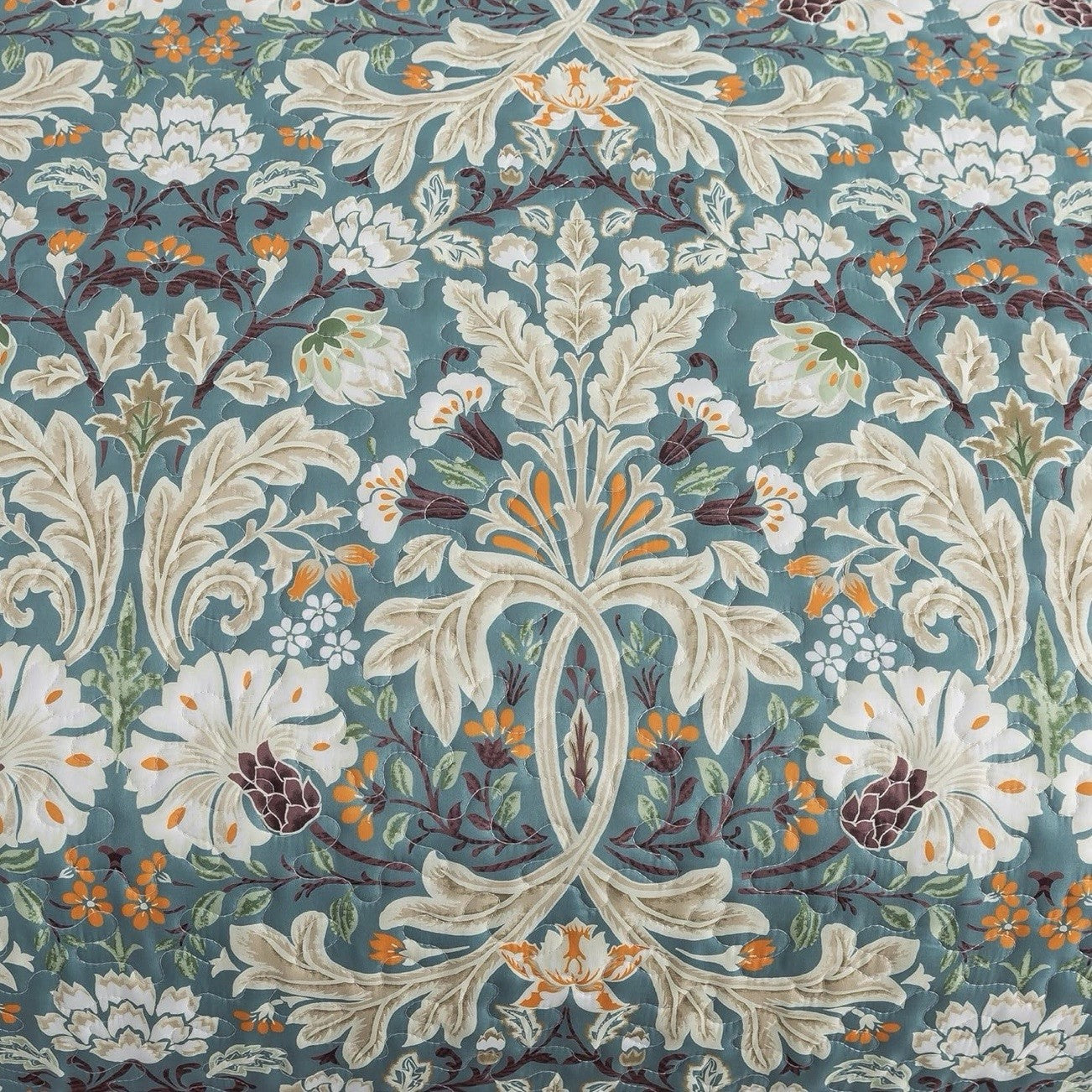 NEW Anthro Teal Floral Reversible Paisley Queen / King Bedding Quilt & Sham Set