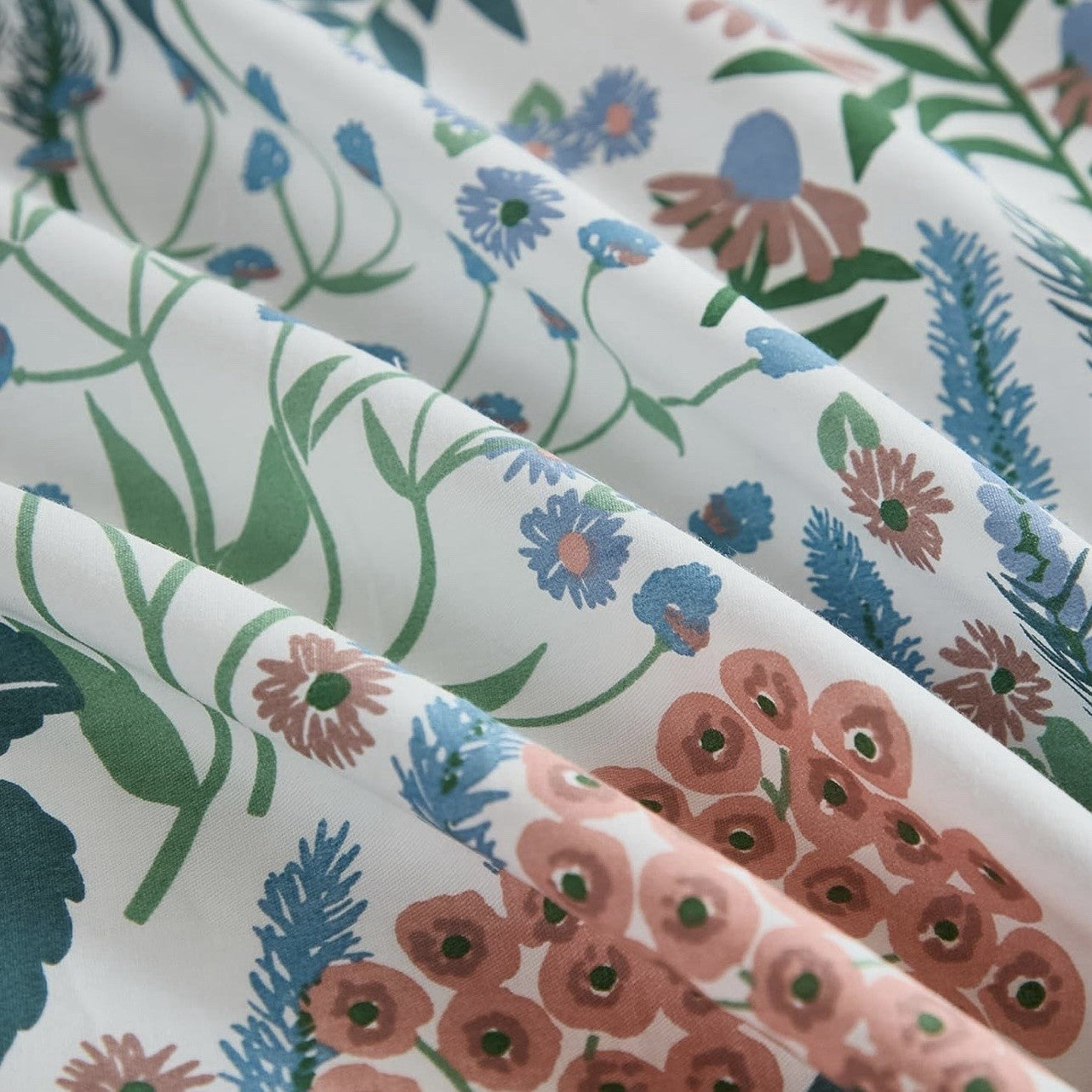 NEW Anthro Multicolor Floral Cotton Boho Queen / King Bedding Duvet & Sham Set
