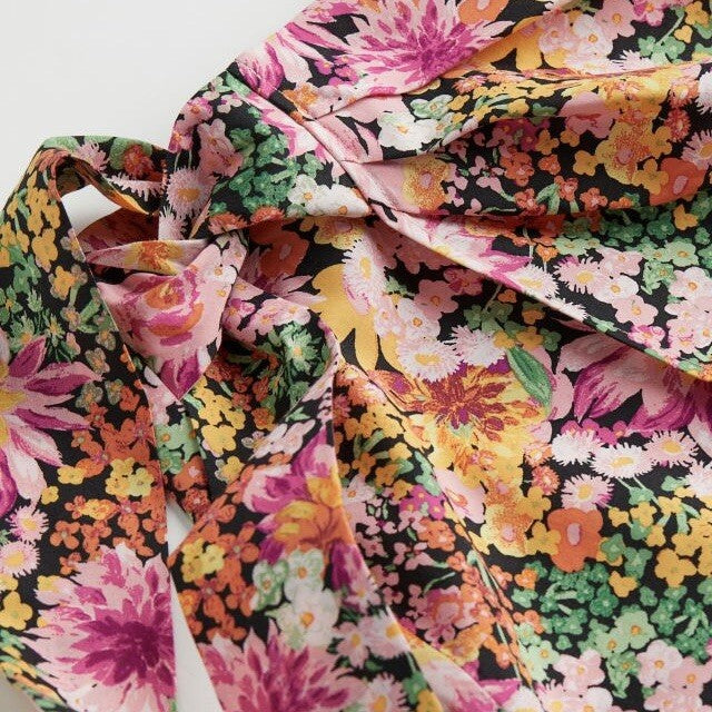 NEW Anthropologie Boho Floral Stretch Crop Top & Midi Wrap Skirt Set Size Medium