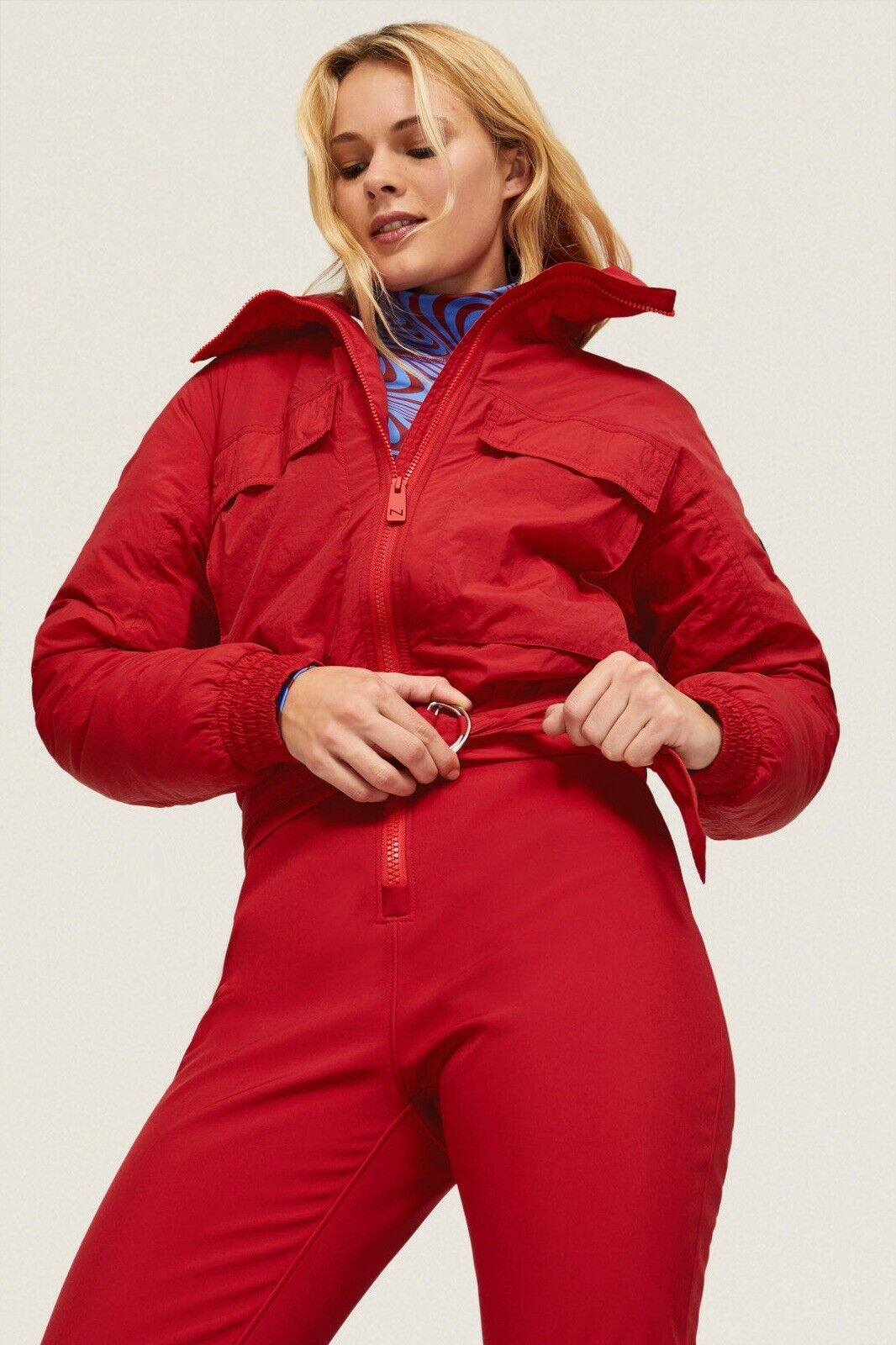 NOIZE Red One-piece Retro Vintage Birdie Ski Waterproof Snow Snowsuit Size Large