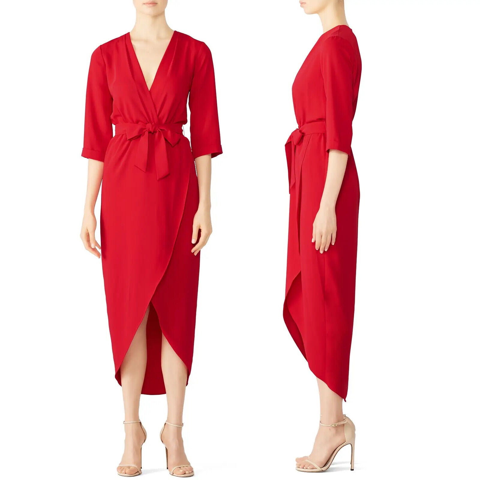 Amanda Uprichard Red Wrap Dress Gown | Size Small / 2 - 4 (Retail $340)