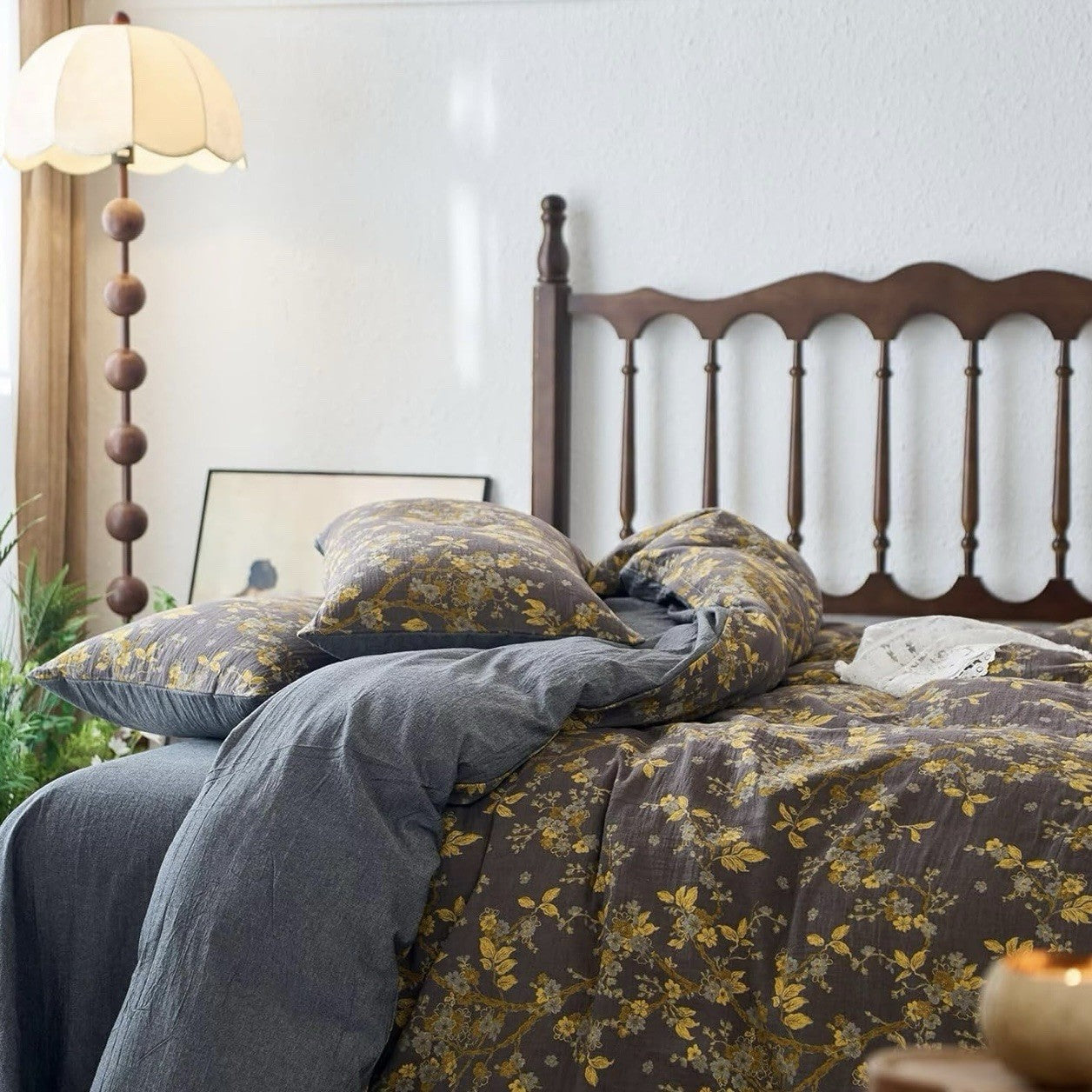 NEW Anthro Gold Jacquard 100% Cotton Reversible Boho King Bedding Duvet Sham Set