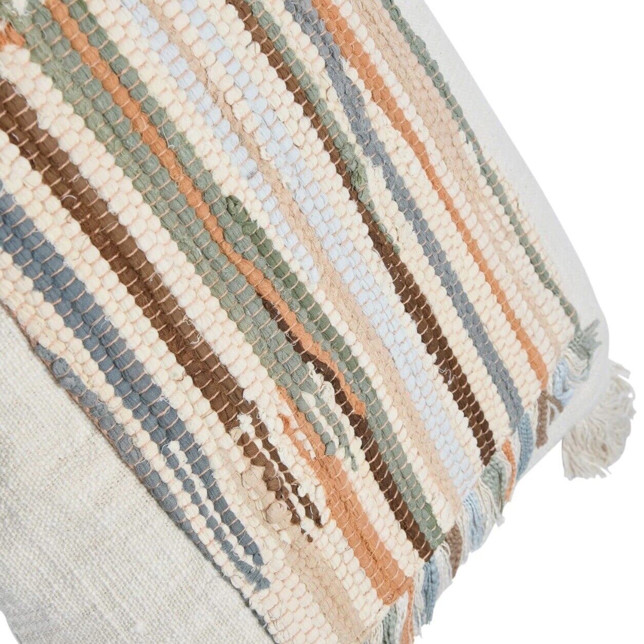 NEW Anthropologie Boho Tassel Woven Knit Lumbar Throw Pillow & Insert - 16 x 24