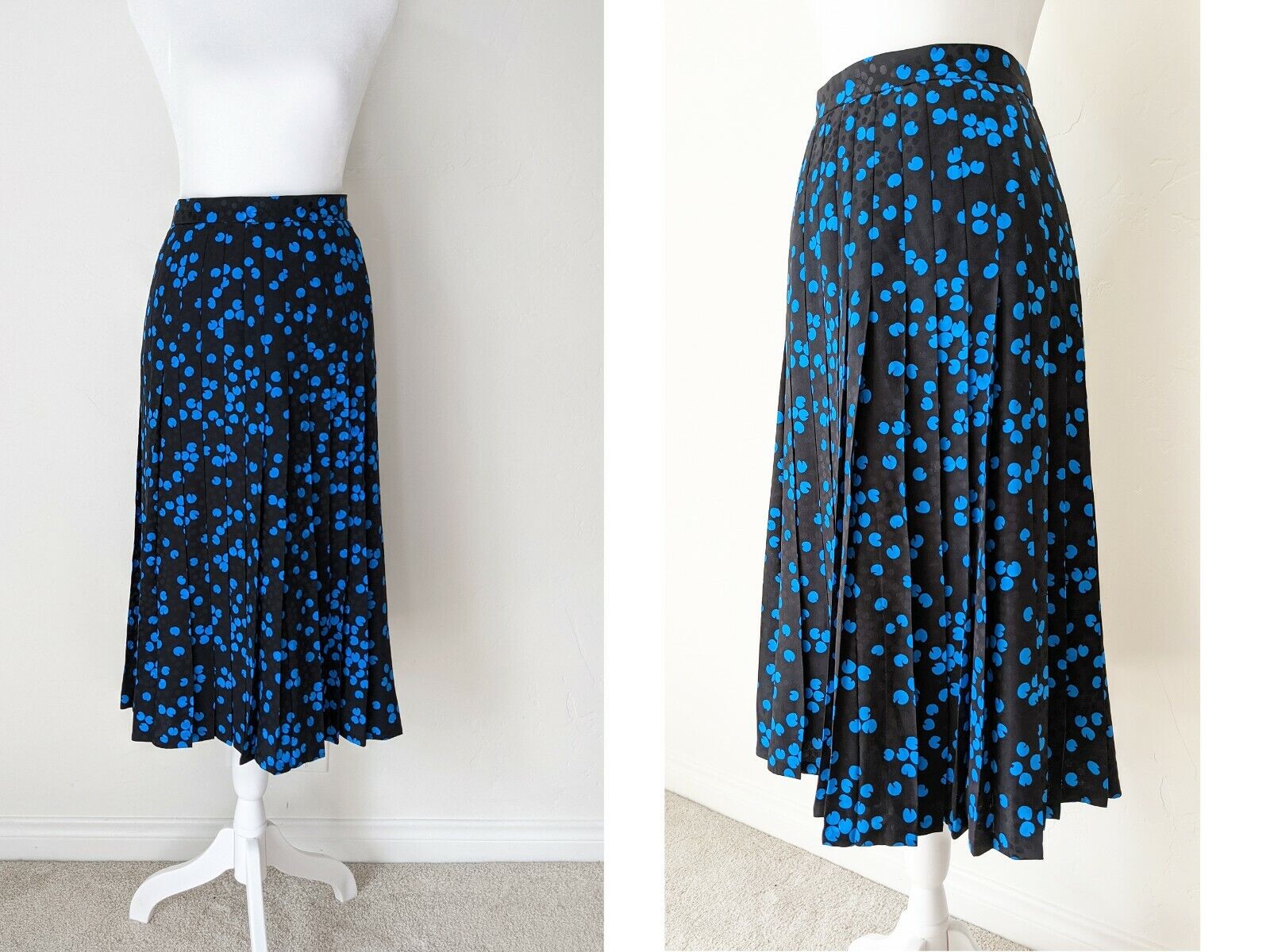 Rare Vintage Amen Wardy Designer Pleated Skirt - Blue and Black 1960's