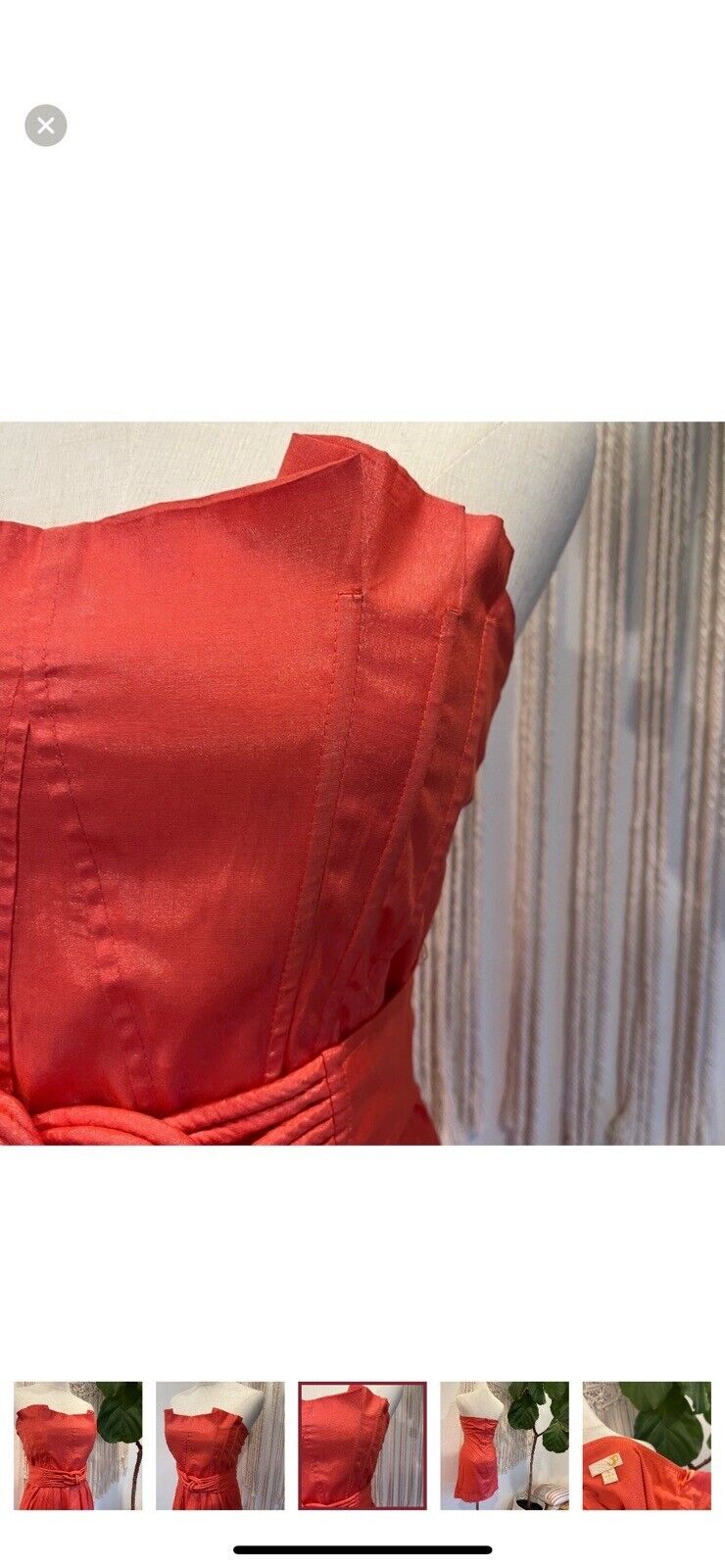 Anthropologie Coral Stretch Pleated Sundress Strapless Mini Dress - Size Small