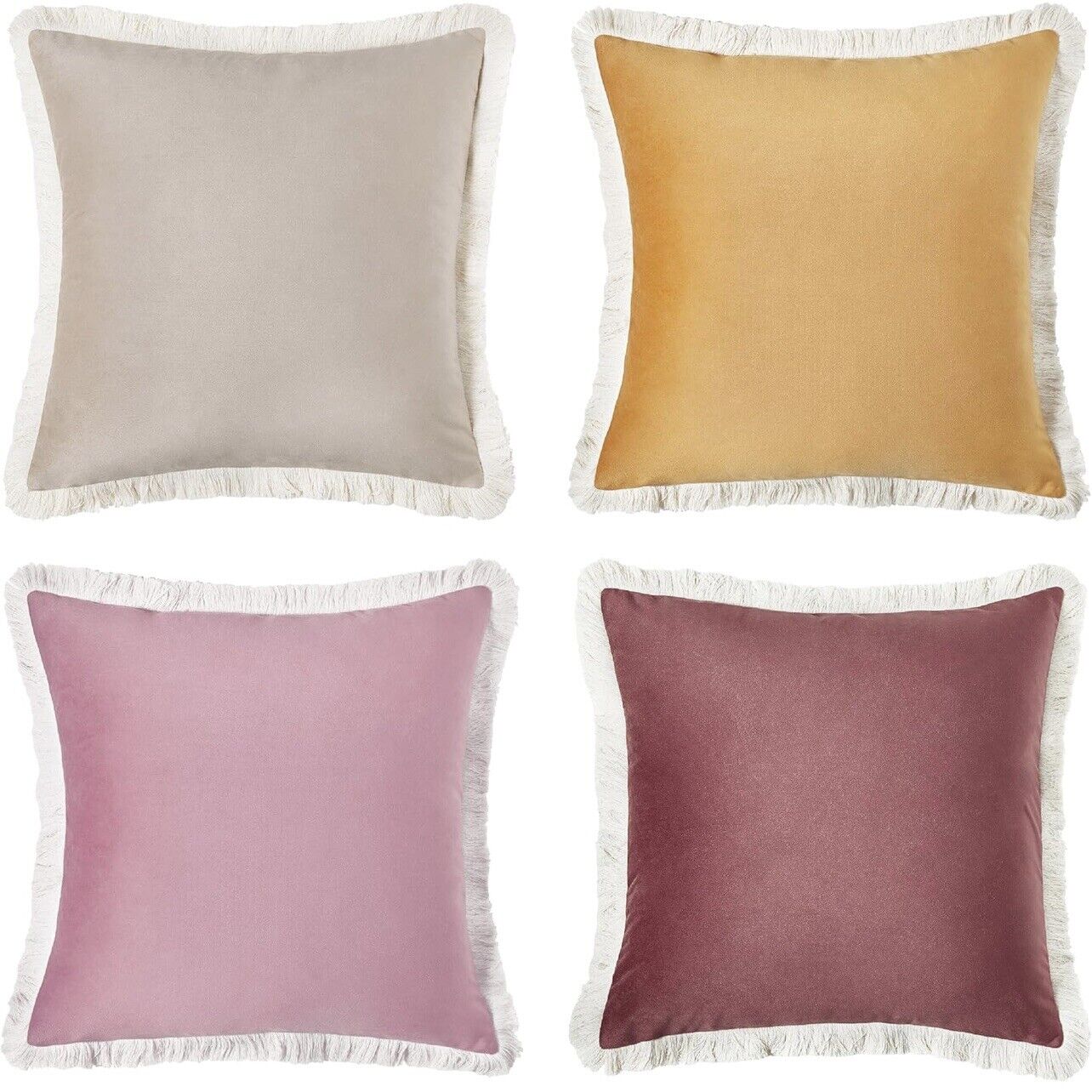 NEW Anthropologie (Set 4) Boho Velvet Throw Pillow Covers Cases Shams 18" x 18"