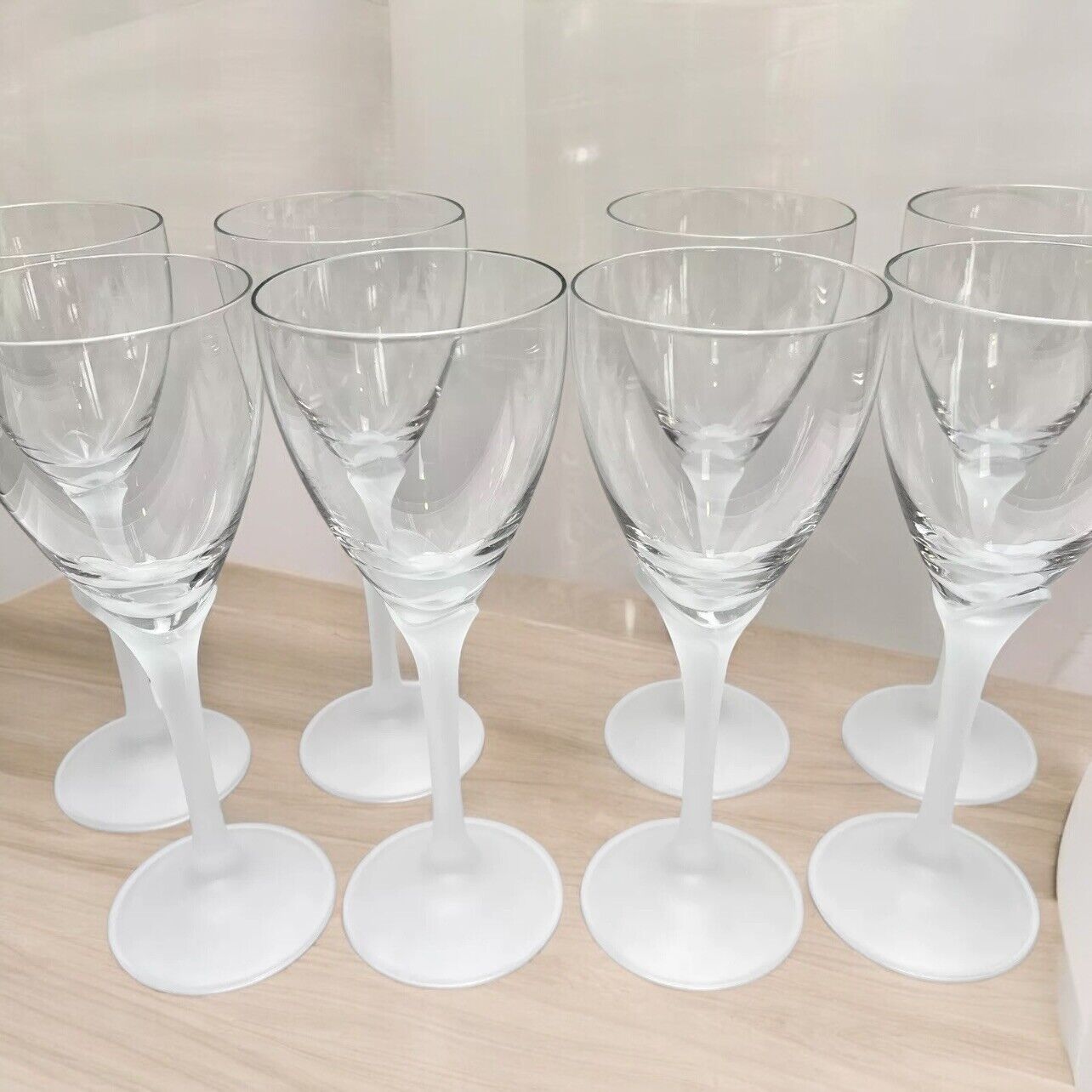 Mikasa (Set of 8) Vintage Alexandra Crystal Wine Glasses Frosted Flower Stem