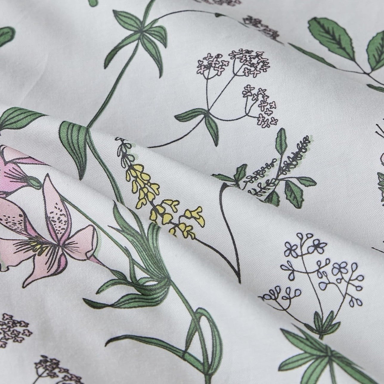 NEW Anthro Green Ruffle Floral Cotton Boho Queen / King Bedding Duvet & Sham Set