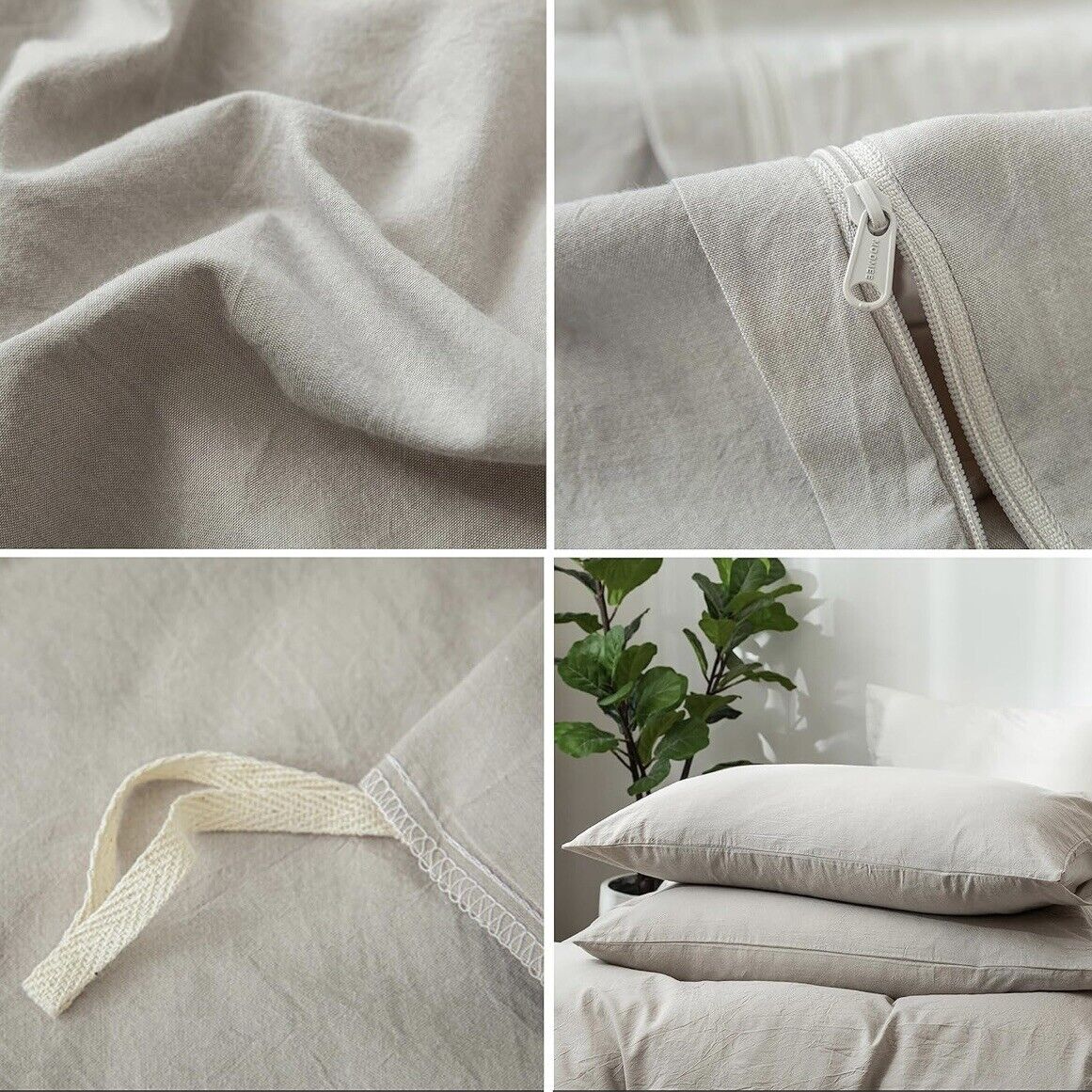 NEW West Elm Boho Cream Beige King Size Cotton Linen Bedding Duvet Sham Set