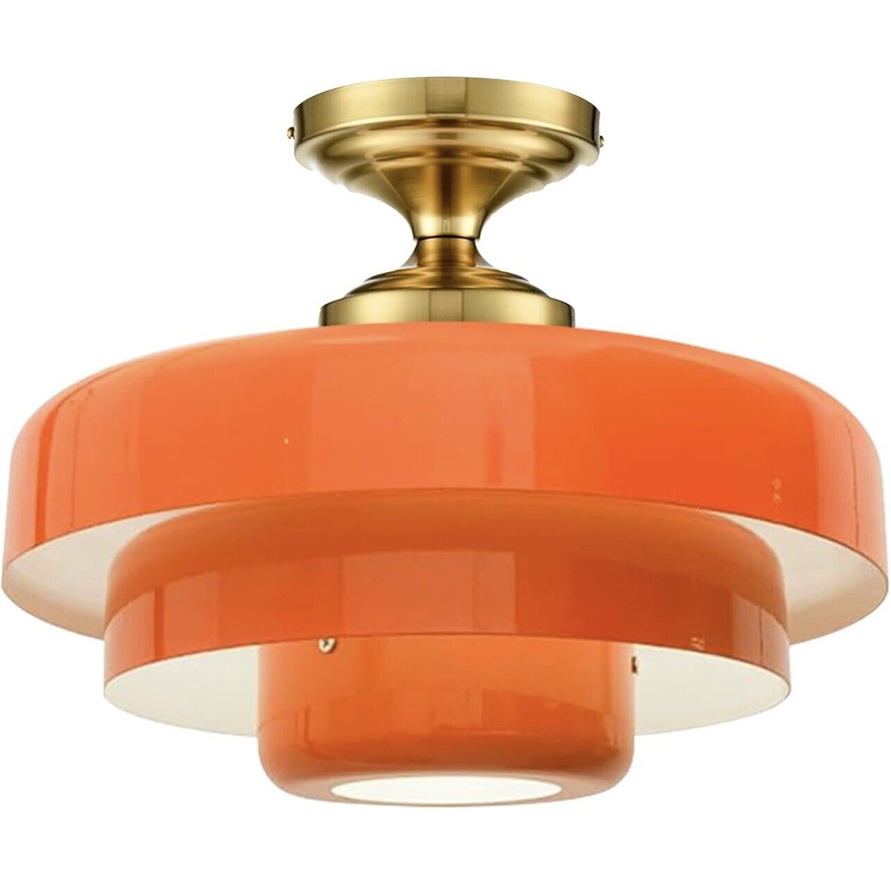 NEW Anthropologie Chandelier Mid-Century Retro Gold Orange Light Ceiling Fixture