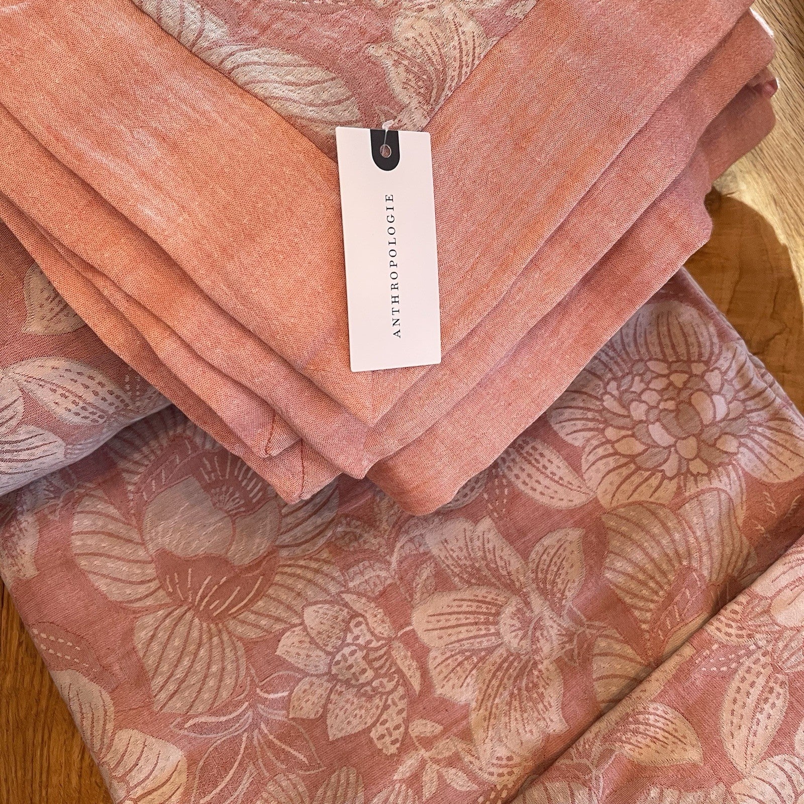 NEW Anthropologie Pink Floral Jacquard Boho Queen Size Bedding Duvet & Sham Set