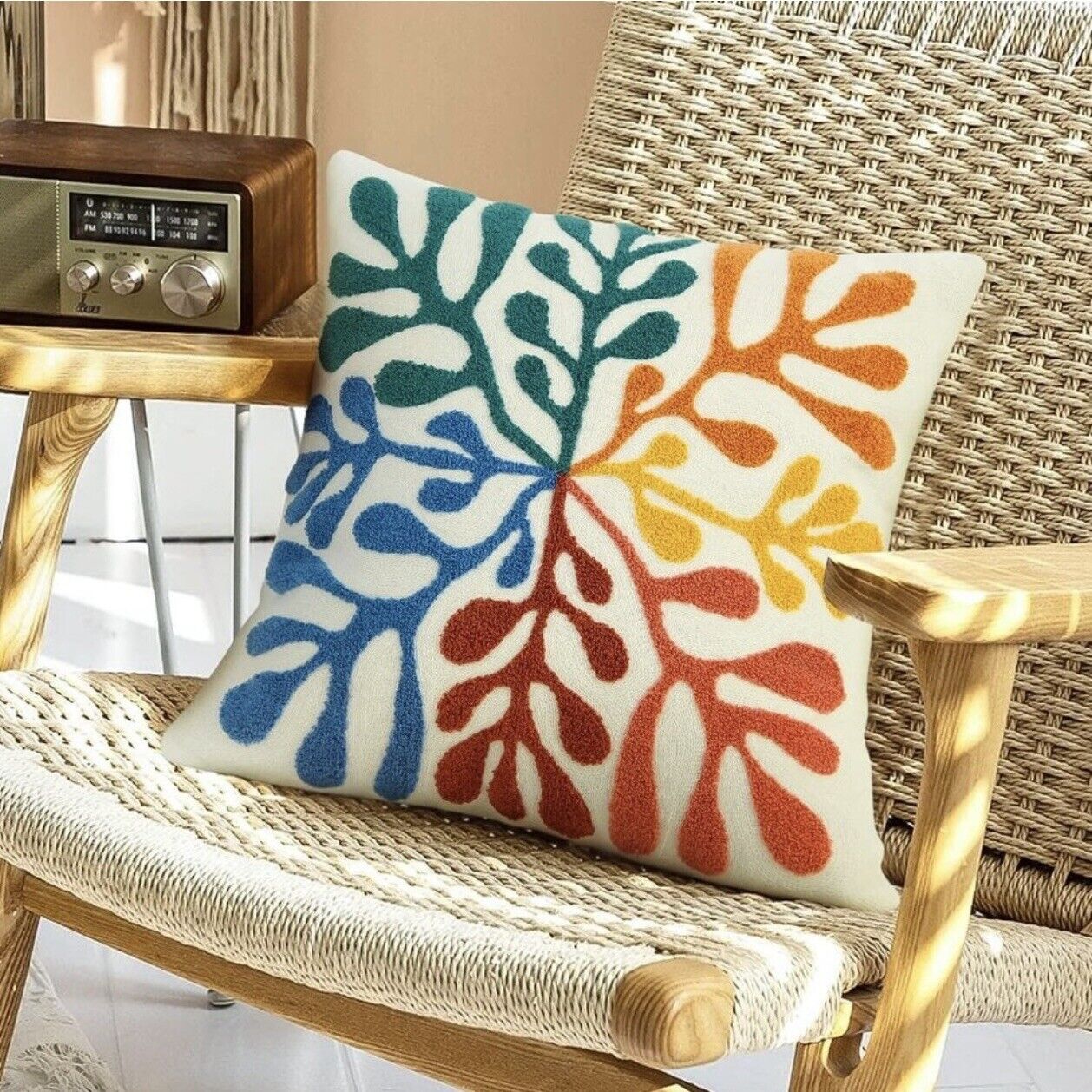 New Anthropologie Boho Rainbow Tassel Throw Pillow Case Cover Sham - 18" x 18"