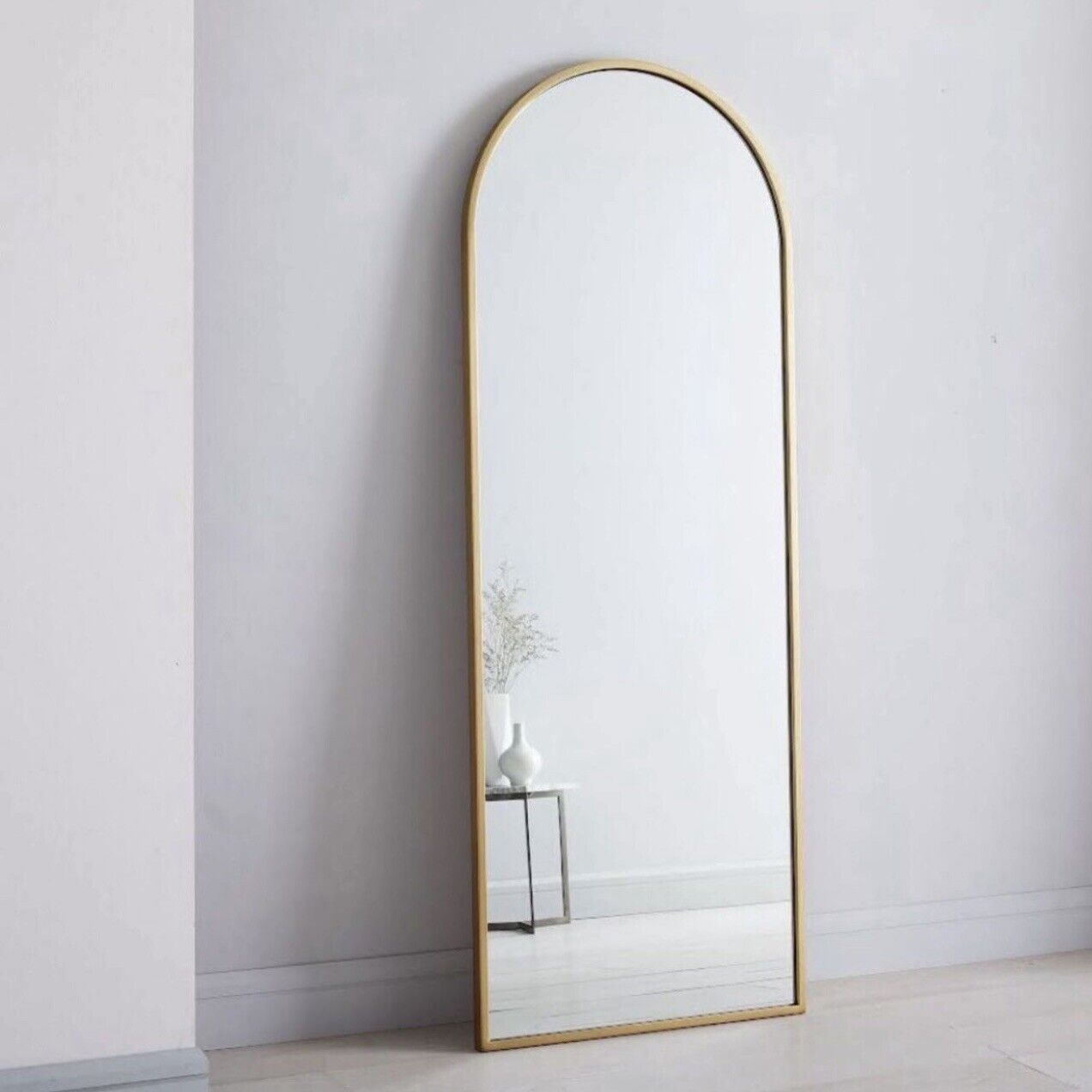 NEW West Elm Full Length Arched Gold Framed Boho Floor / Wall Mirror - 65" x 22"