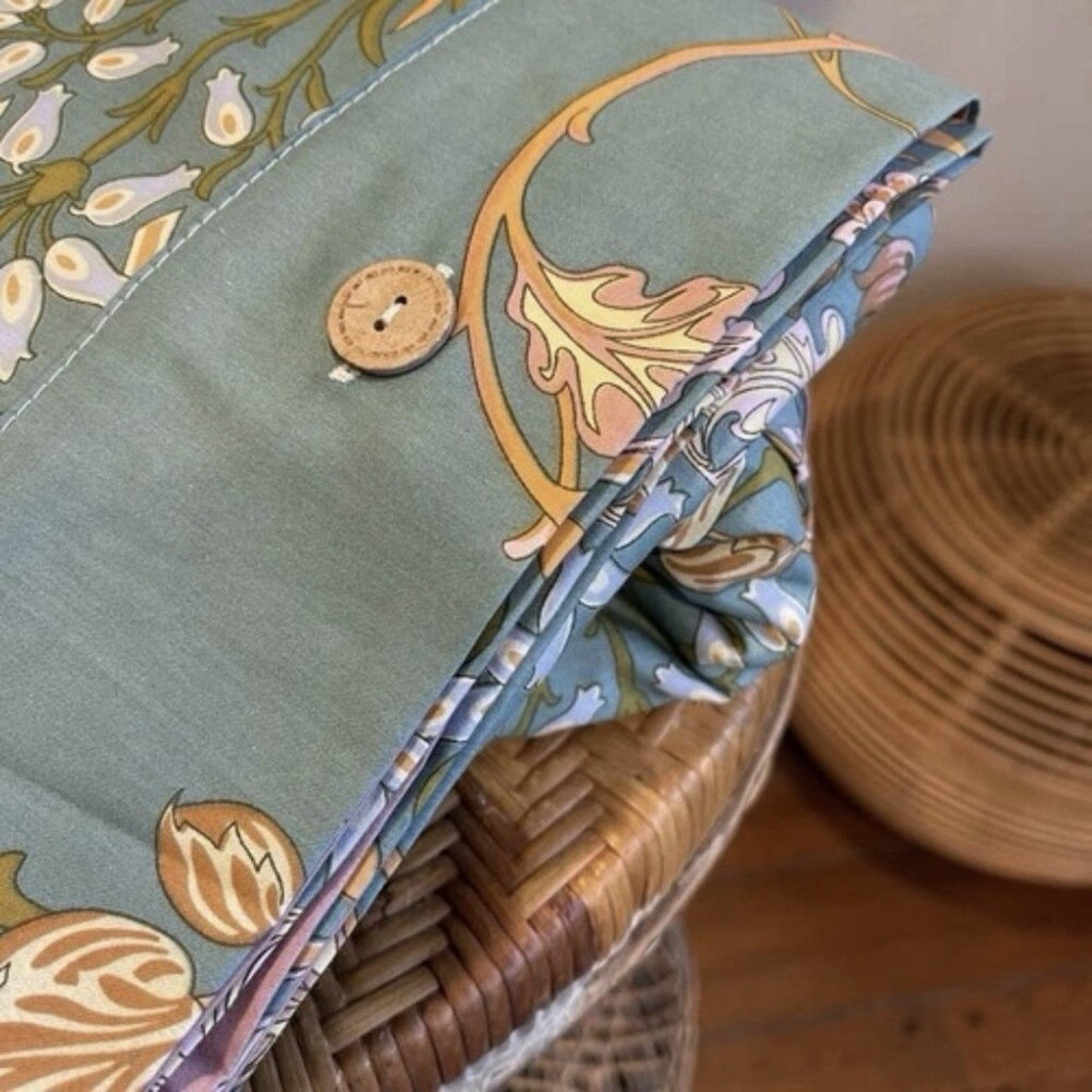 NEW Anthro Teal Reversible Cotton Floral Queen King Boho Duvet Bedding Sham Set