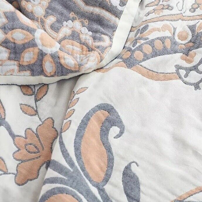 NEW XL Anthropologie Boho Queen Reversible Blanket Bedspread Quilt - 80" x 90"