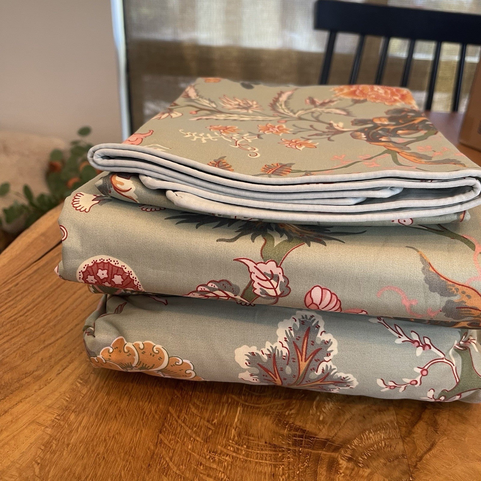 NEW Anthropologie Green Floral King Size Boho Duvet Bedding Sham Case Set