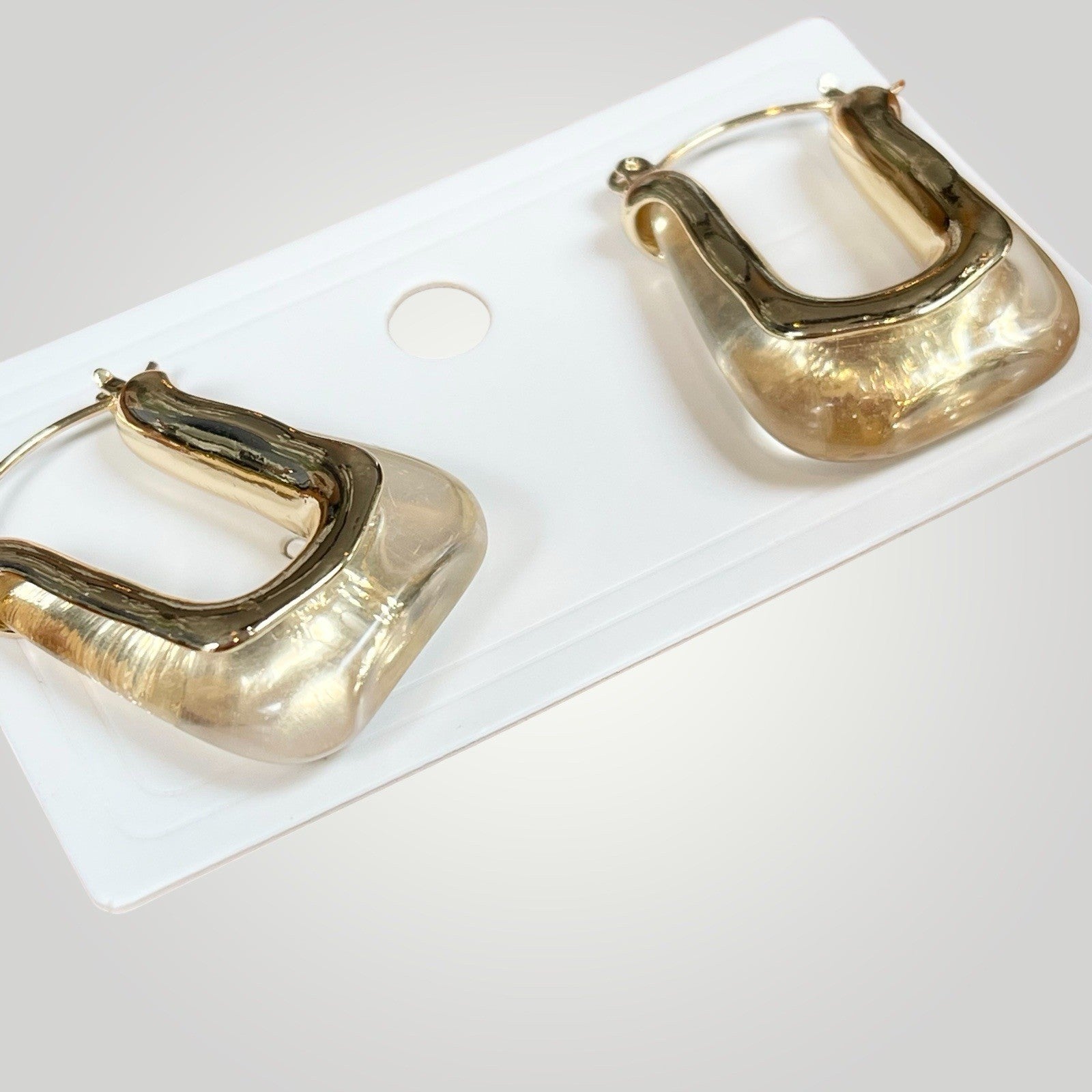 NEW Anthropologie Clear Resin & Gold Plated Chunky Hoop Dangle Earrings Jewelry