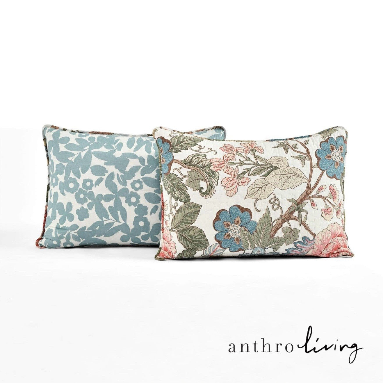 NEW Anthro Cotton Floral Reversible Boho Queen / King Bedding Quilt & Sham Set