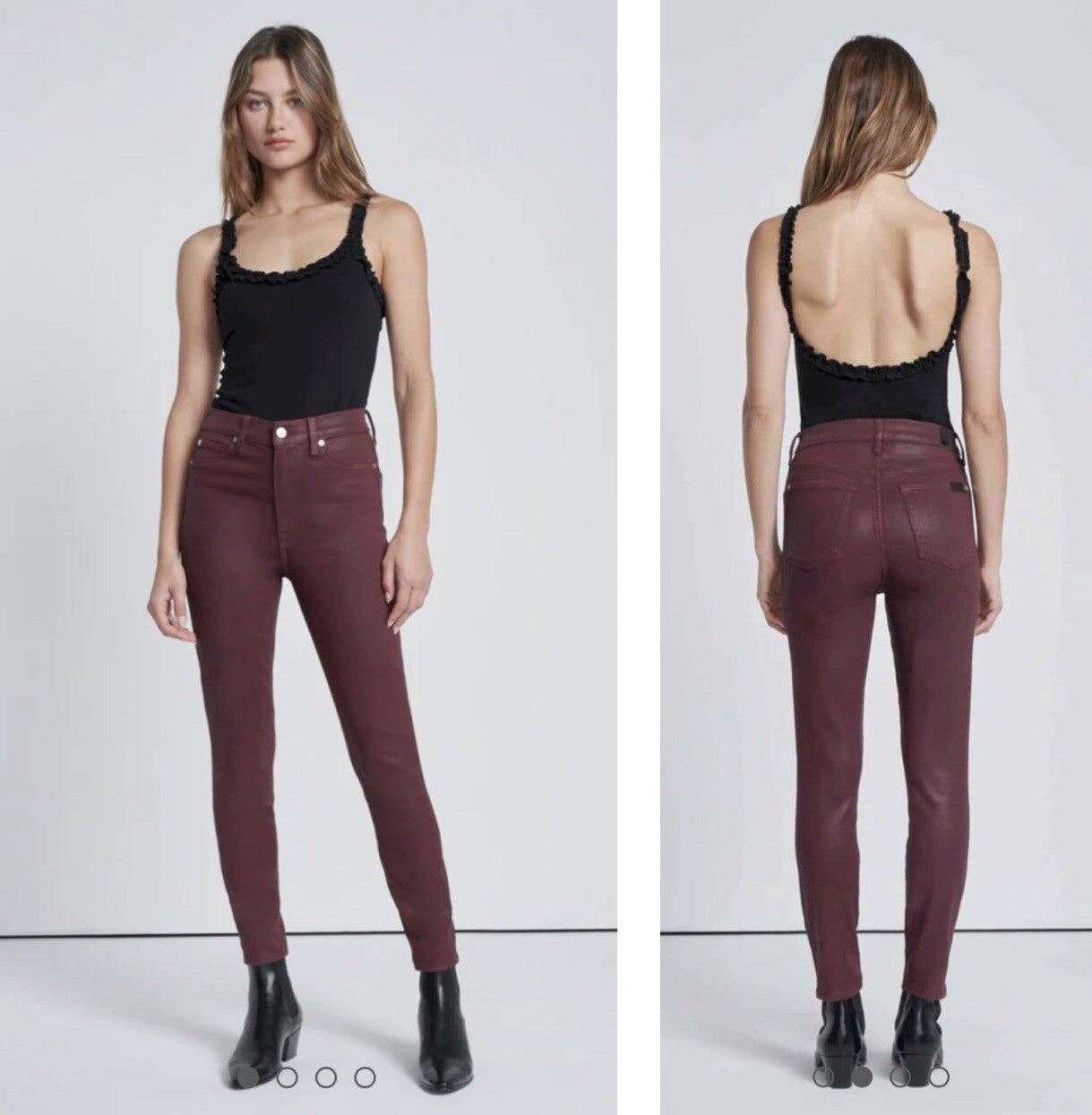 Anthro /Just Black Mid Rise Maroon Skinny Legging Stretch Denim Jeans Pants - 30