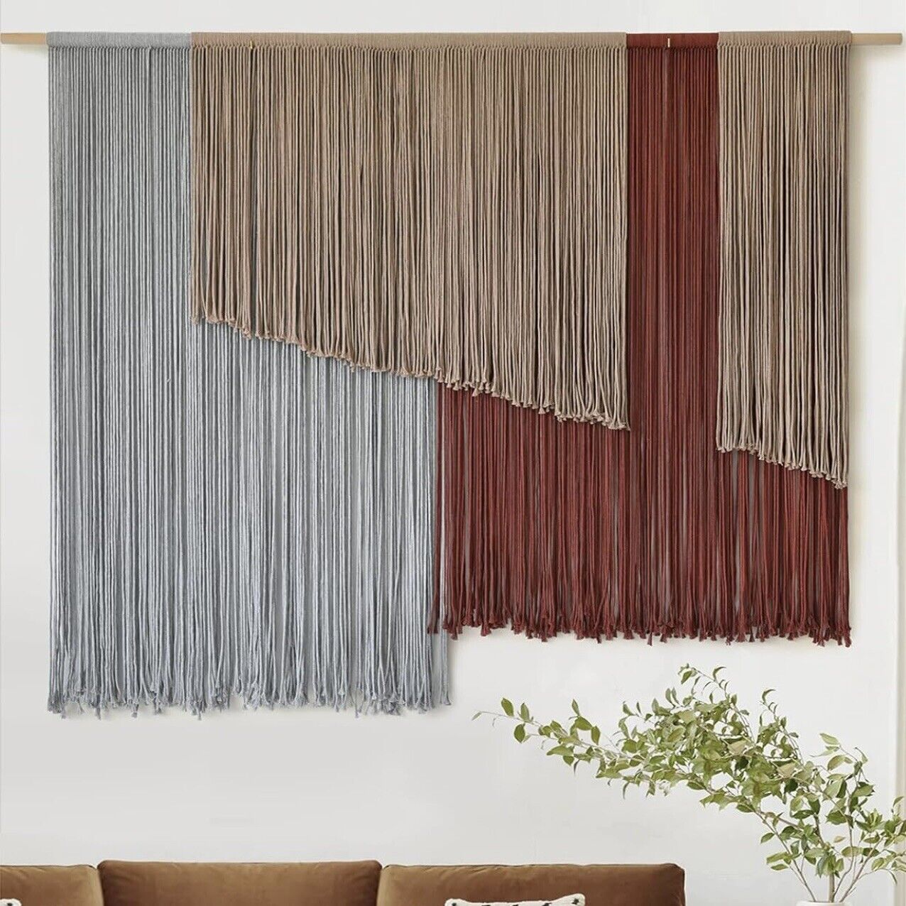 NEW Anthropologie XL Boho Tapestry Macrame Woven Color Block Wall Hanging 57x43