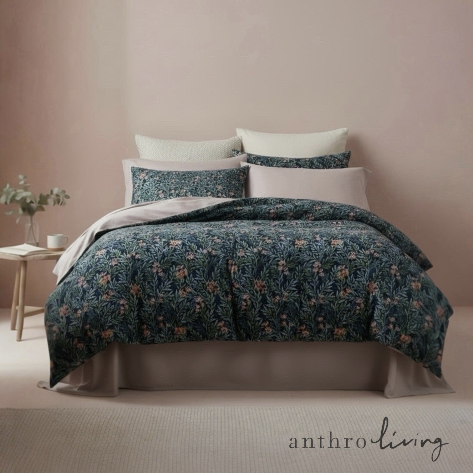 NEW Anthropologie Blue Paisley Boho Queen Bedding Duvet Floral Sham Case Set