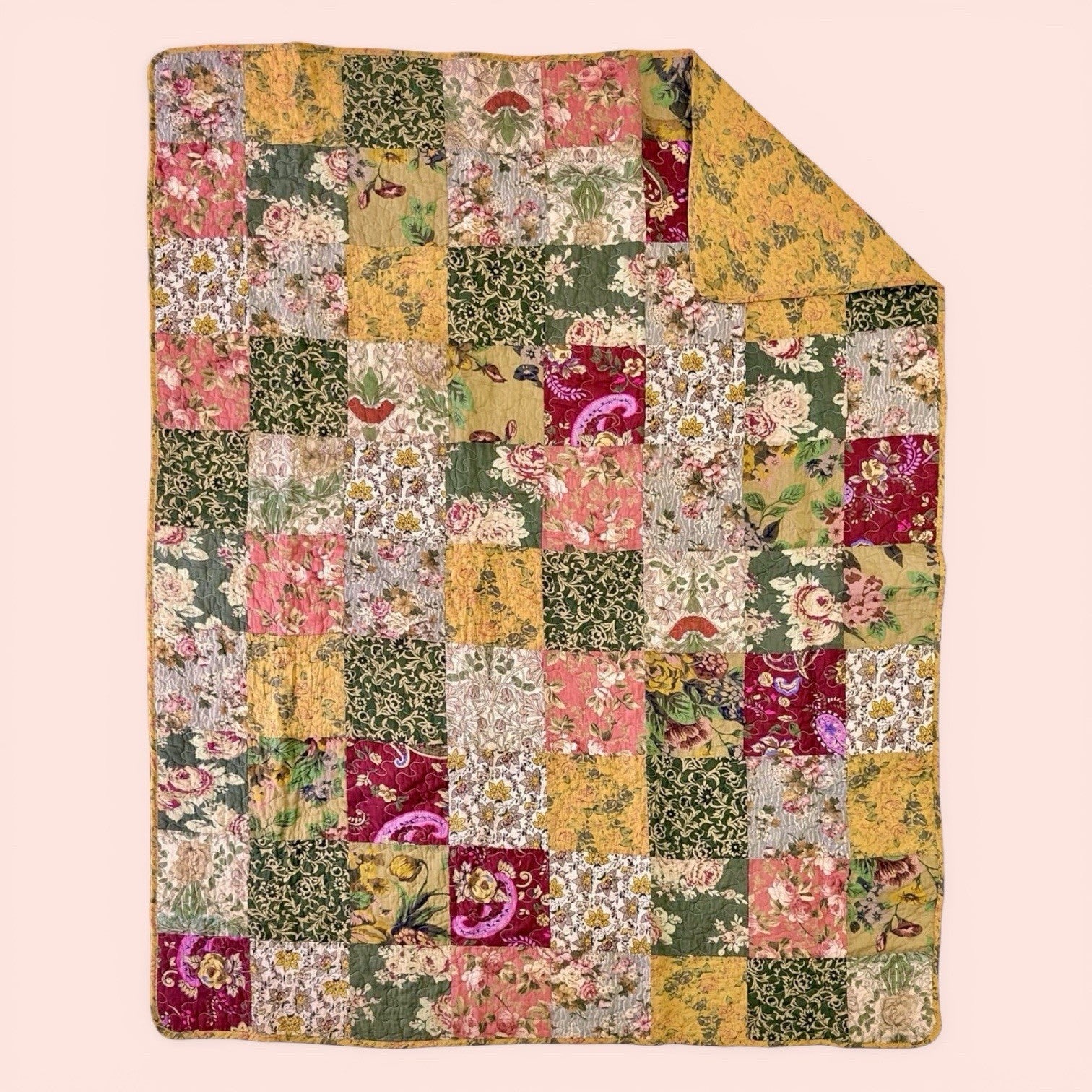 NEW Anthropologie Boho Floral Throw Blanket Bedspread Quilt Bedding - 50" x 60"
