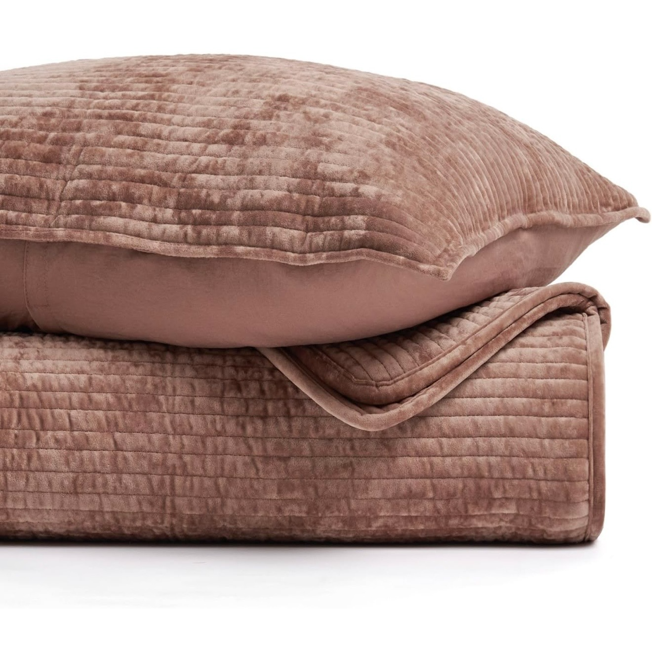 NEW West Elm Velvet Terracotta Clay Queen / King Bedding Comforter & Sham Set