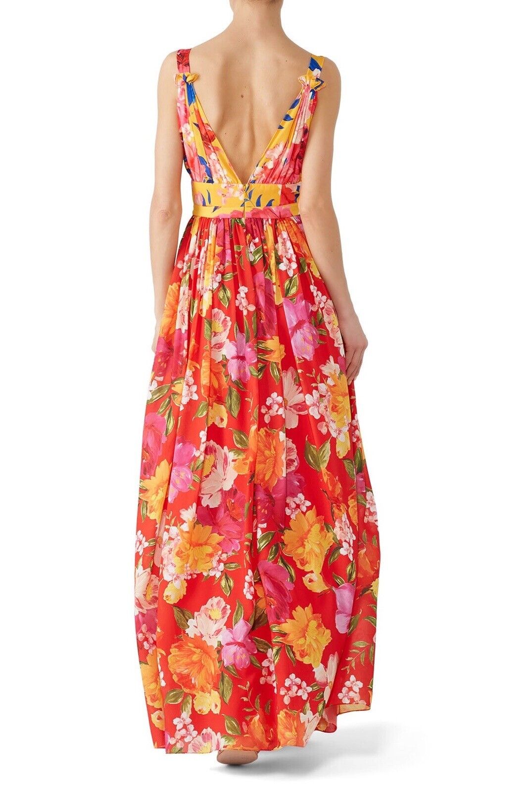 Ronny Kobo Floral Multicolor Boho Crepe Sallee Maxi Gown Dress - Size Large / XL