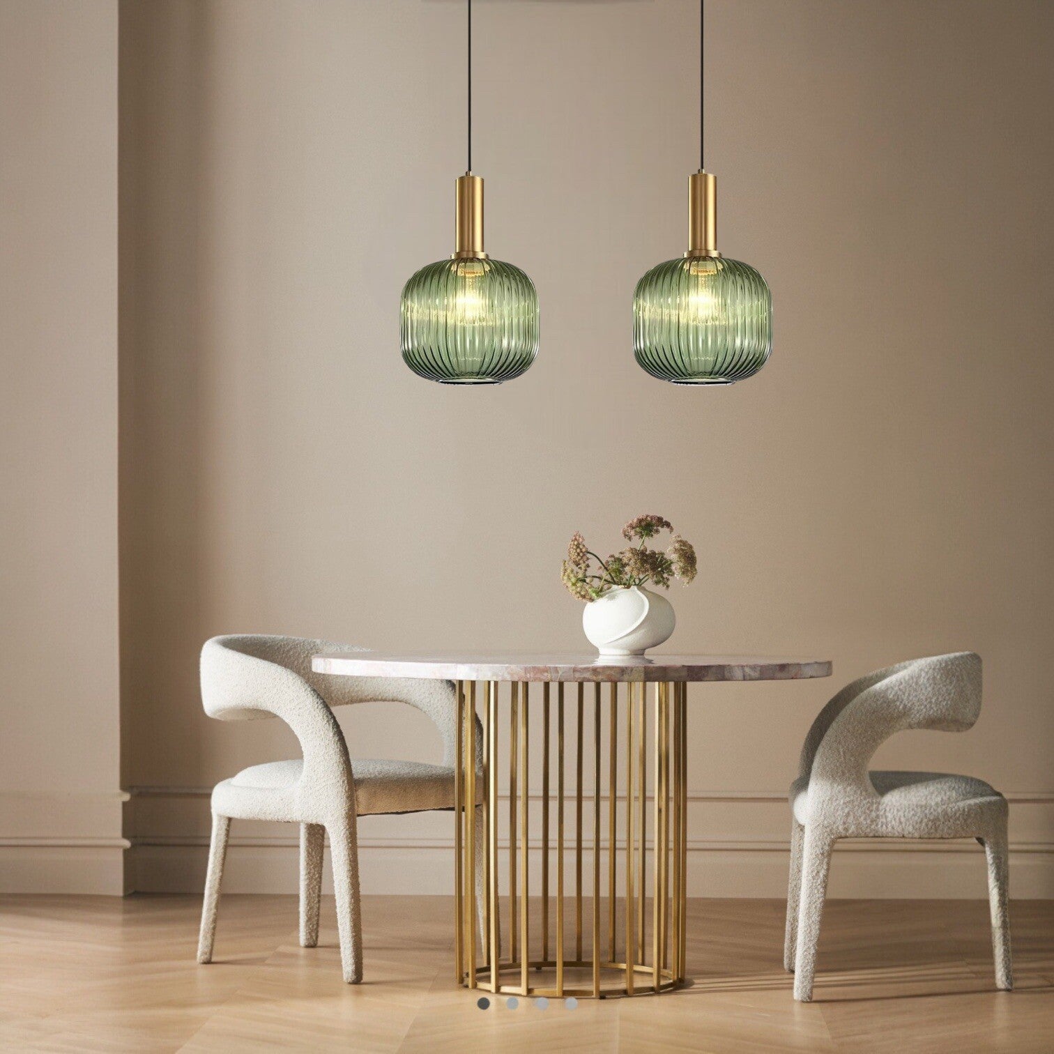 NEW West Elm Vintage Retro Green Glass Globe Hanging Gold Pendant Light Fixture