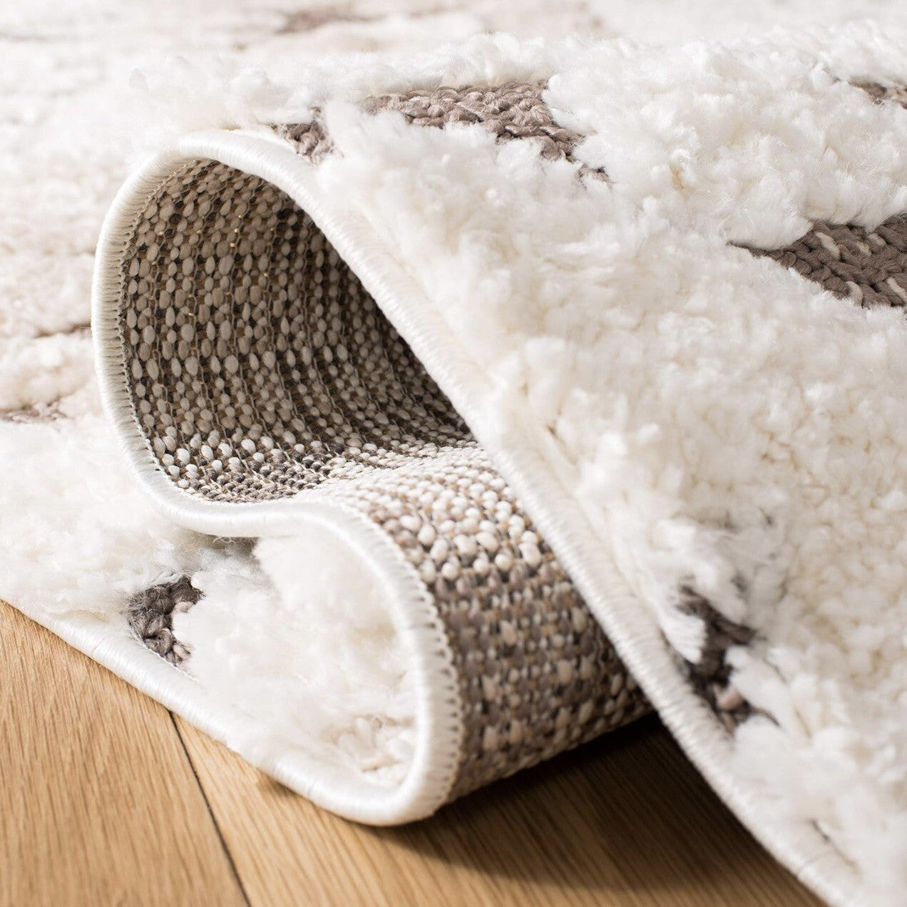 NEW XL White Boho Tassel Geometric Shag Area Rug Carpet 5' x 7.5'