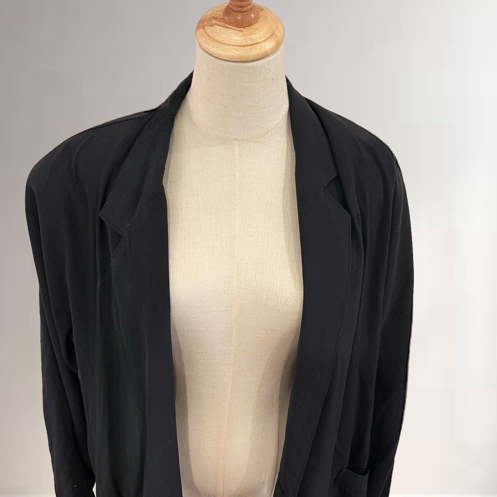 Vintage Yohji Yamamoto Black Linen Long Trench Coat Jacket Japan - Size Medium