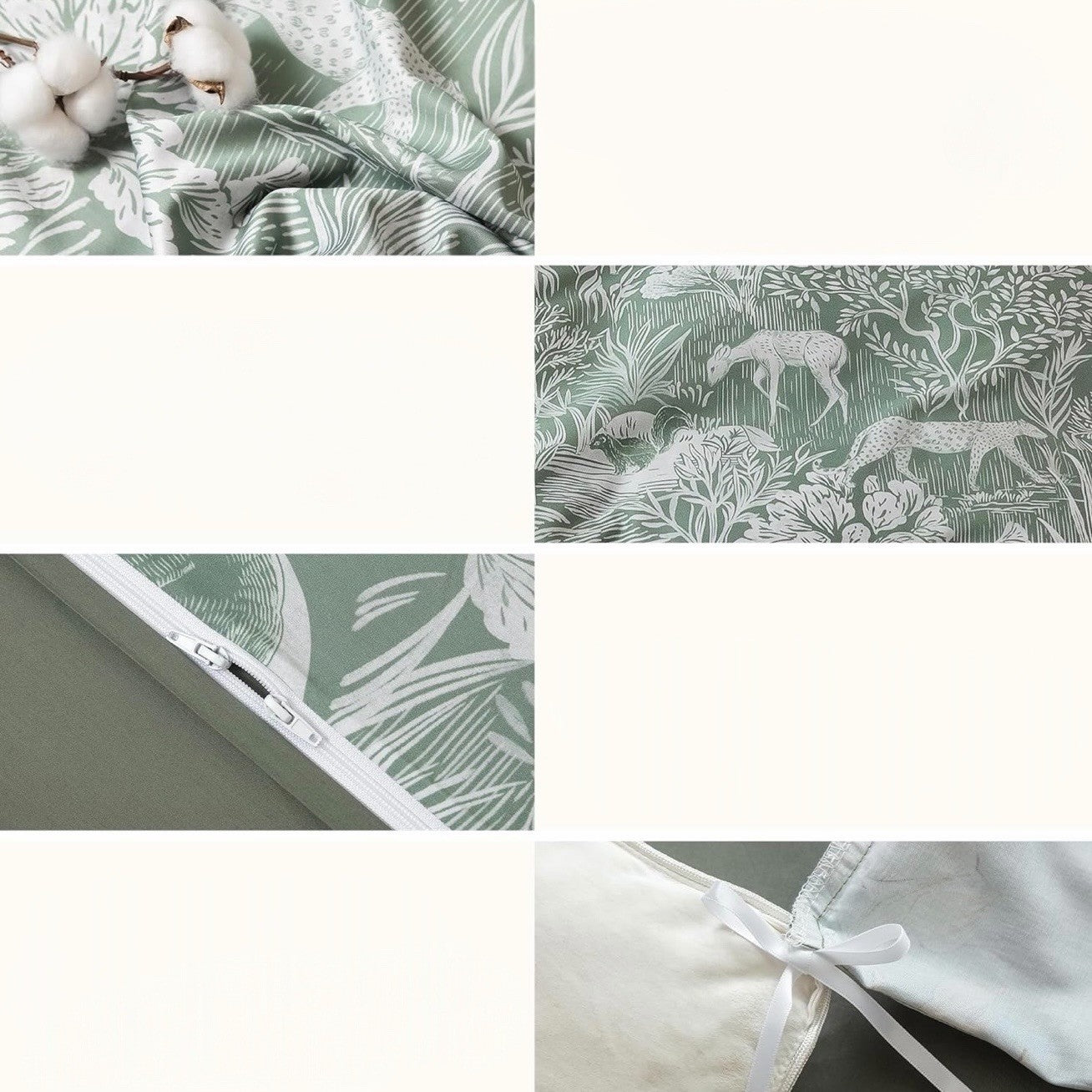 NEW Anthro Green Floral Botanical Full Queen King Cotton Bedding Duvet Sham Set