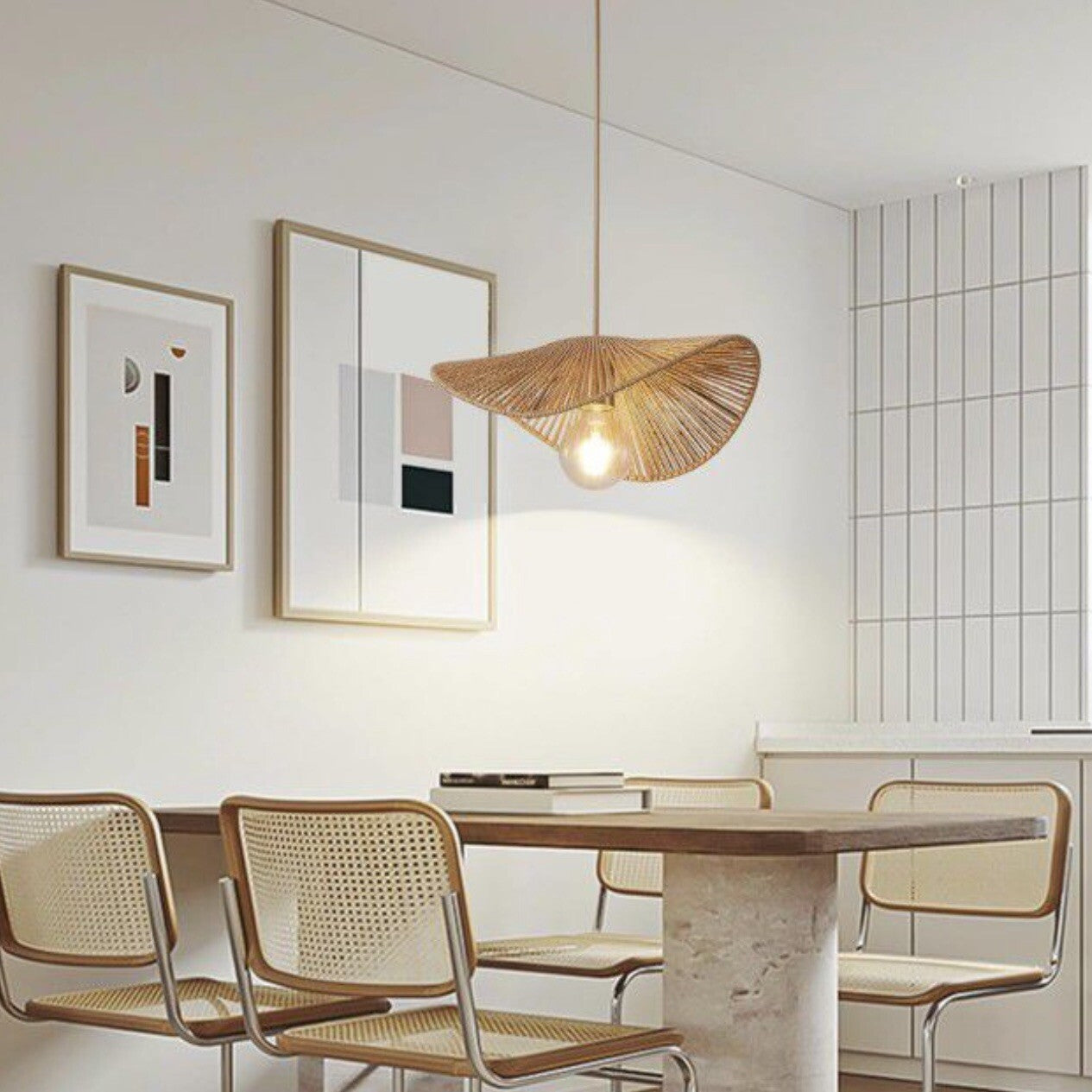 NEW West Elm Modern Boho Rattan Hanging Pendant Light Fixture Lamps Sconces 14"