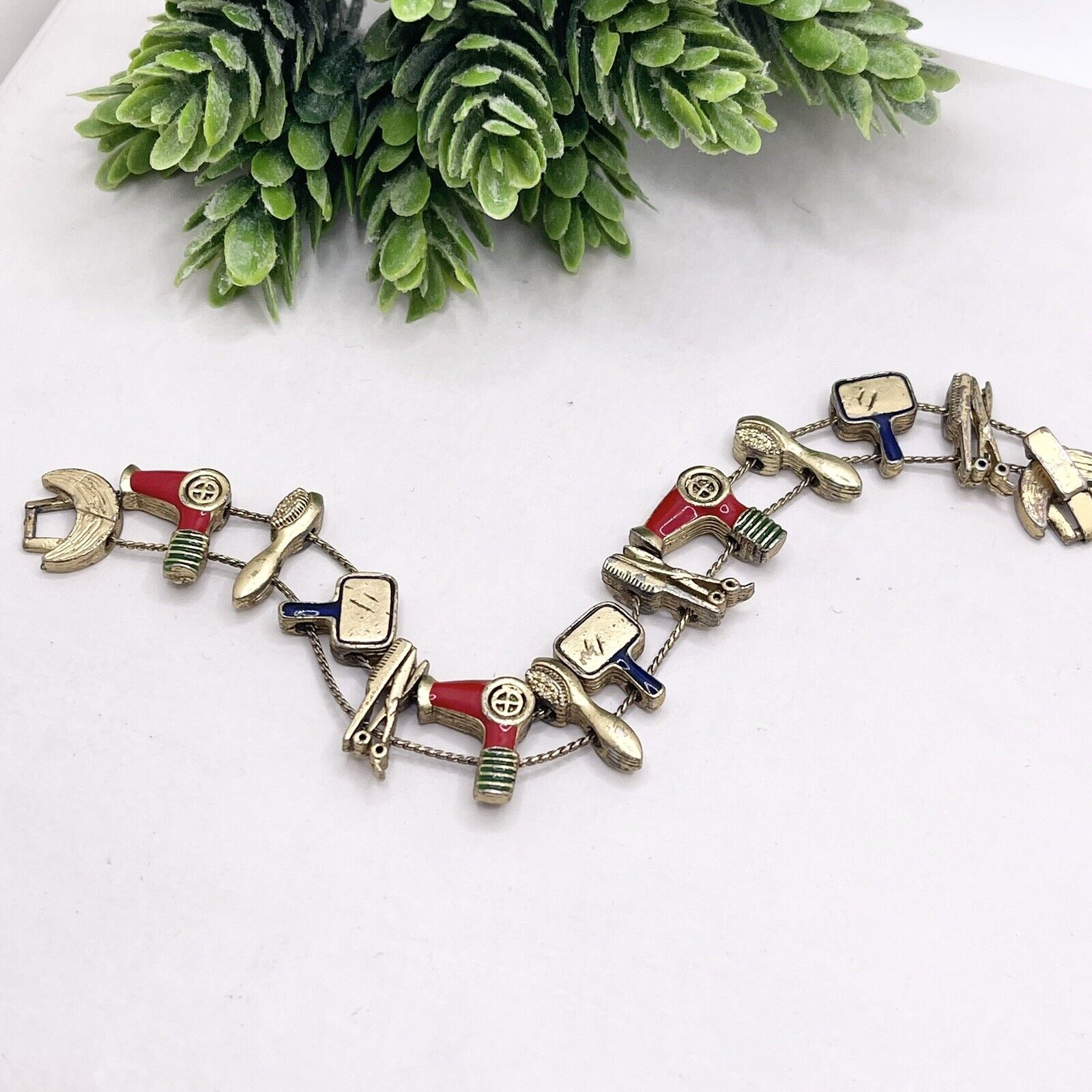 Vintage Girls / Womens Gold Custom Charm Bracelet