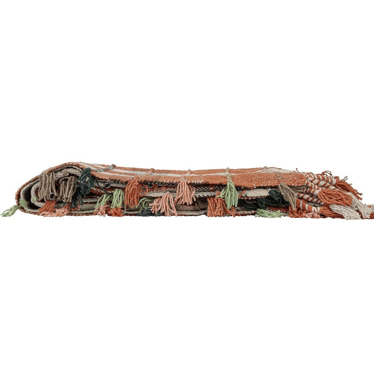 NEW Anthropologie Braided Cotton Boho Tassel Fringe Throw Blanket - 50" x 60"