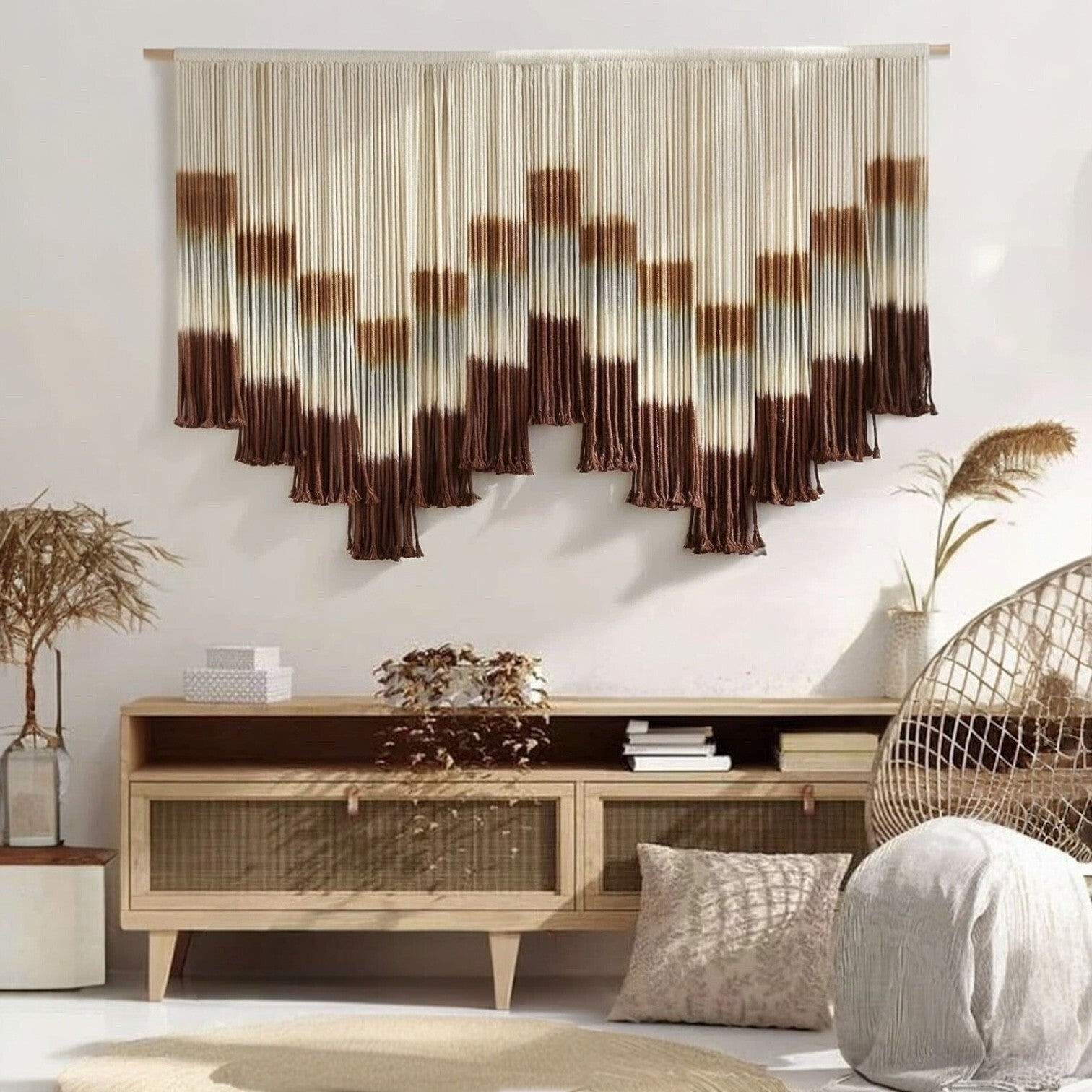 NEW Anthropologie  XL Boho Tapestry Macrame Woven Dyed Yarn Wall Hanging - 60"