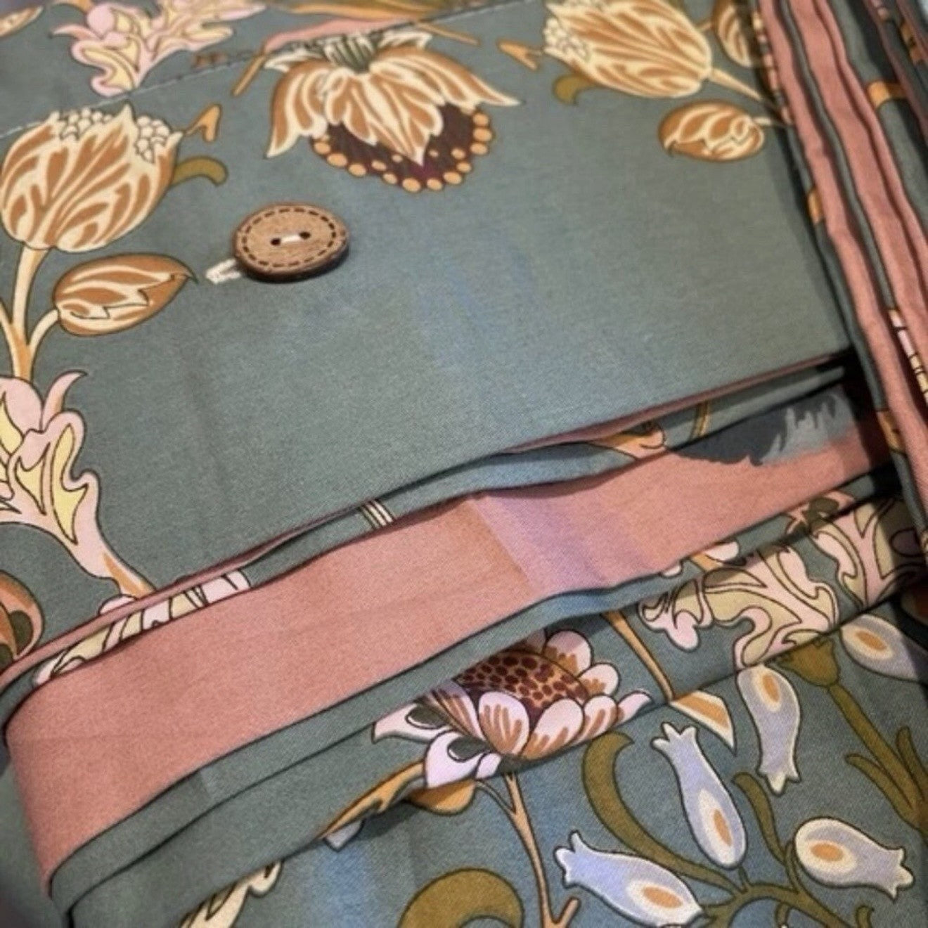 NEW Anthro Teal Reversible Cotton Floral Queen King Boho Duvet Bedding Sham Set