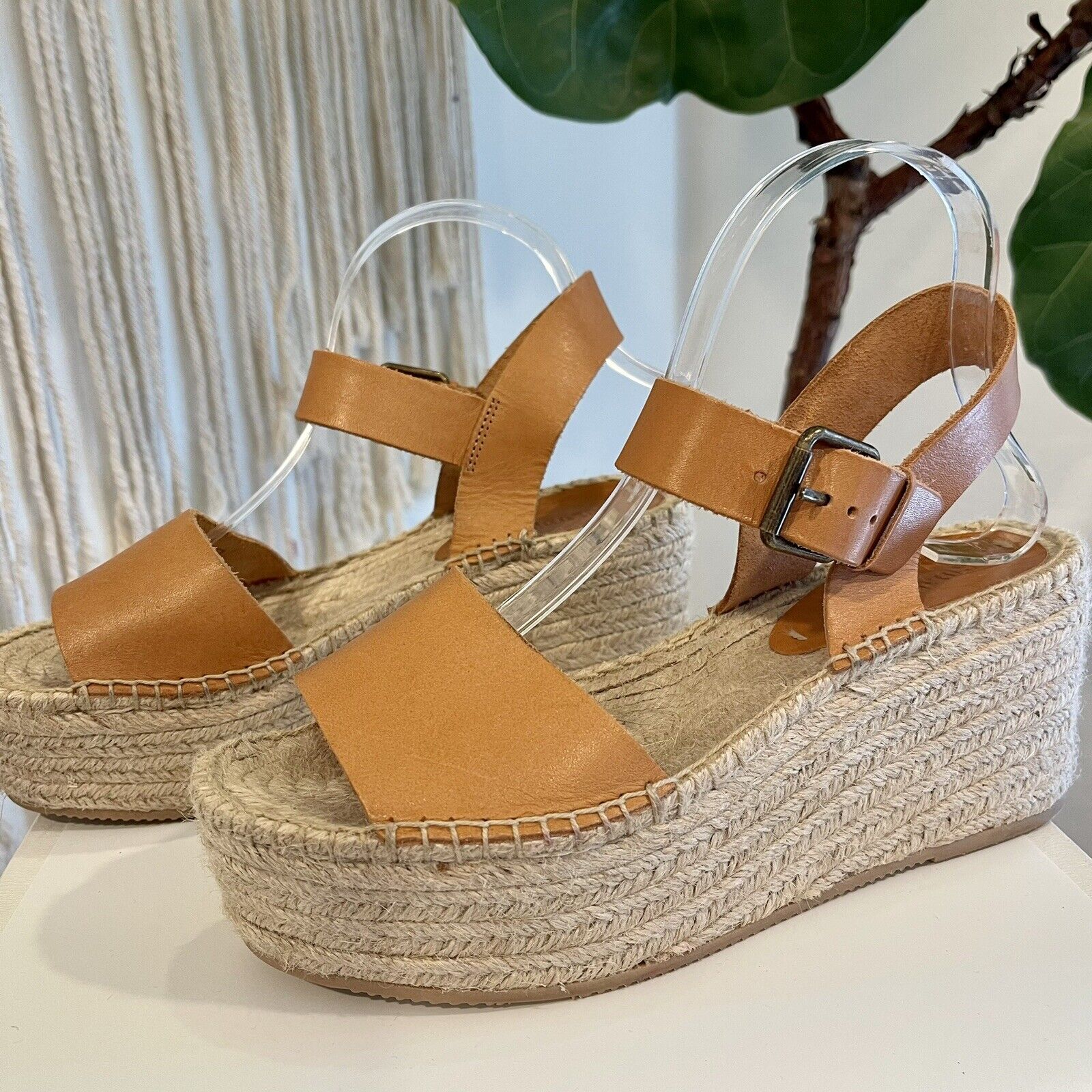 $170 Worn Once SOLUDOS Nude Platform Espadrille Sandals Shoes | Size 39 / 8.5