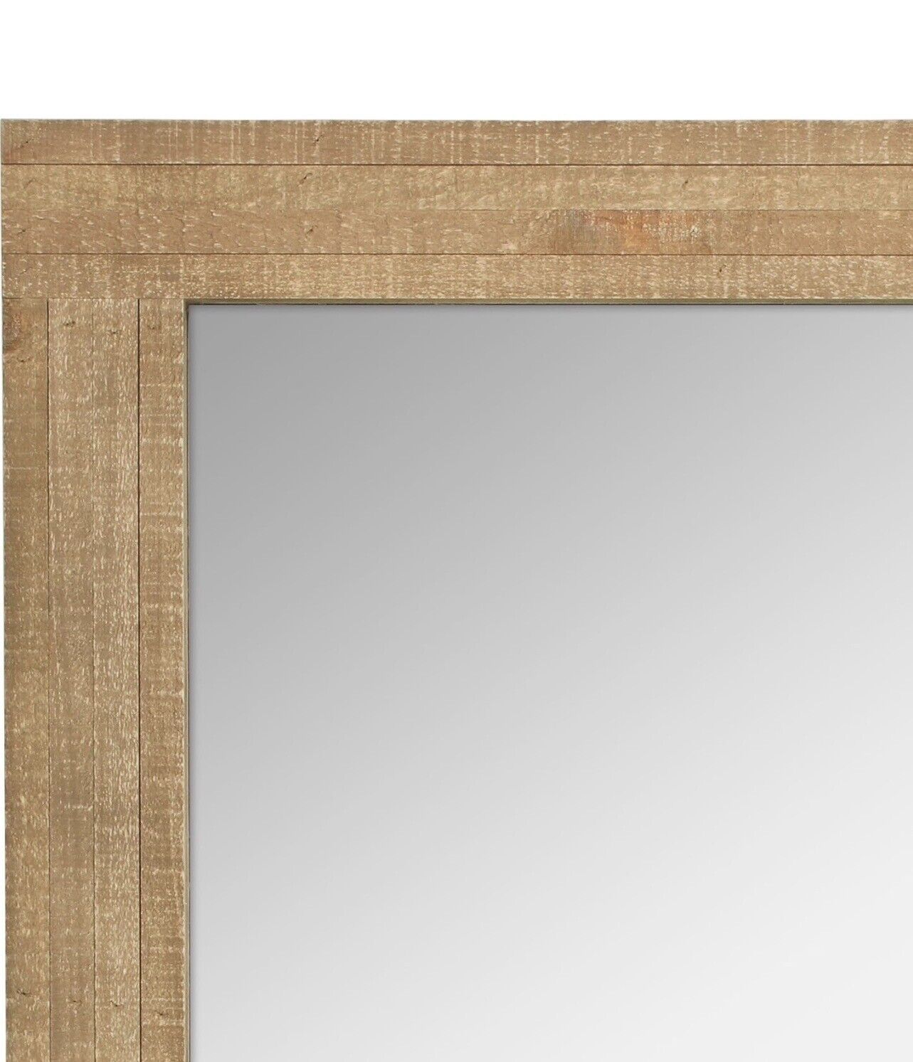 New Pottery Barn Large Boho Rustic Rectangular Wood Frame Wall Mirror 24" x 18”