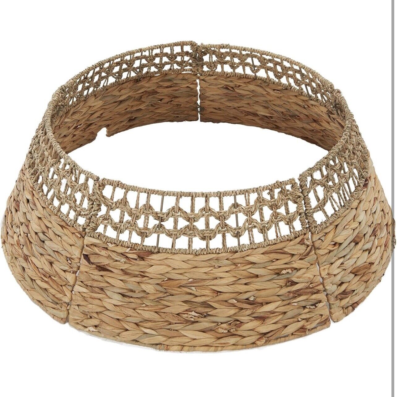 NEW West Elm Boho Rattan Wicker Grass Christmas Tree Basket Collar Skirt - 28" D