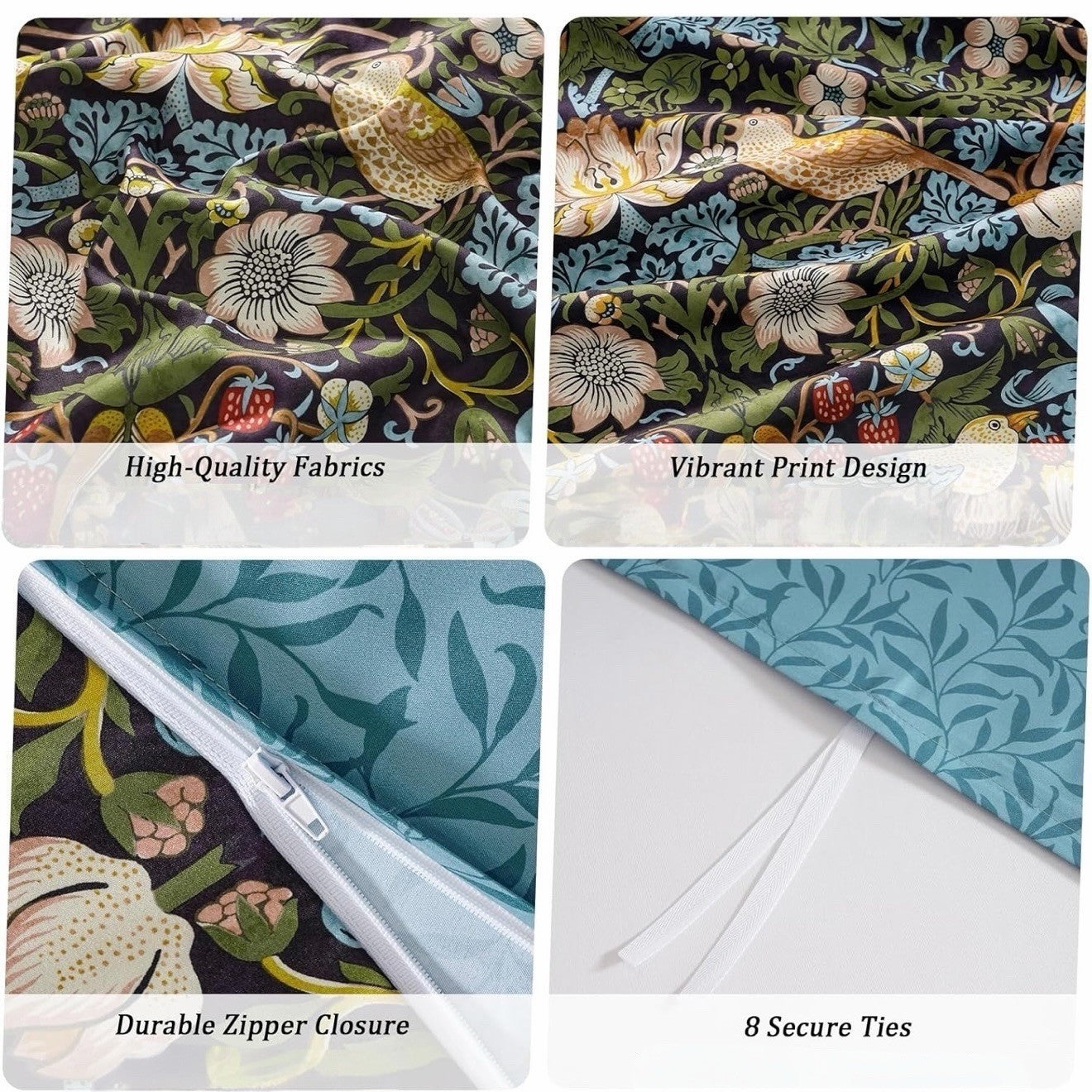 NEW Anthropologie Multicolor Bird Boho Print Queen King Bedding Duvet & Sham Set