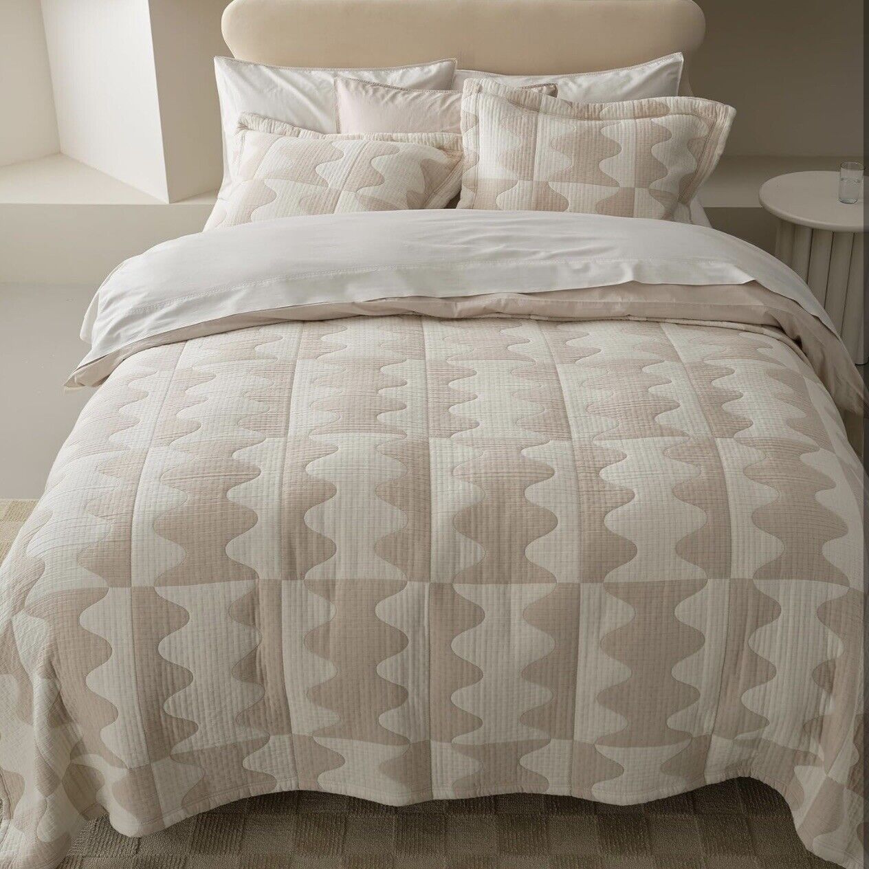 NEW Anthropologie Cream Boho Queen Geometric Comforter Quilt Bedding Sham Set