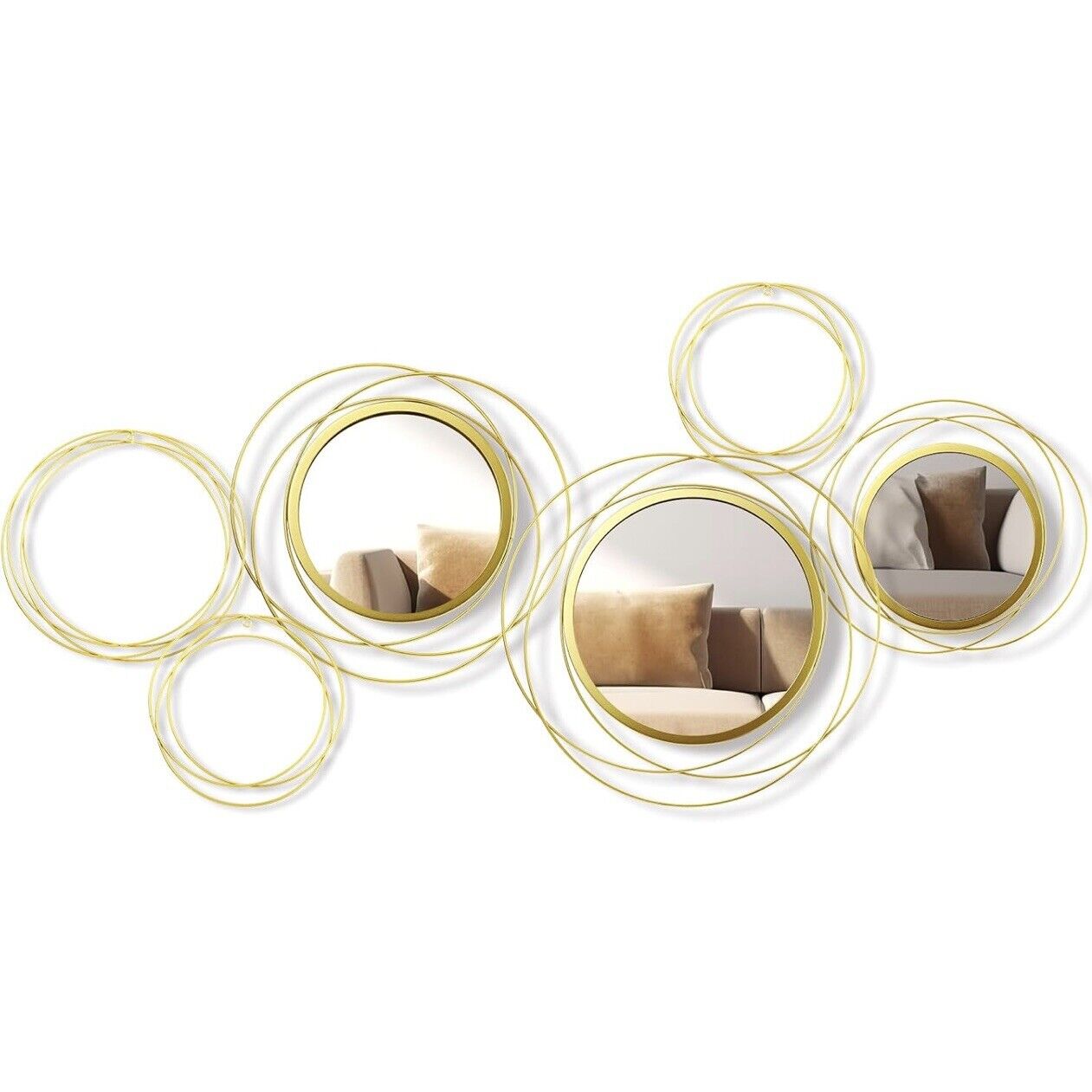 NEW West Elm XL Gold Asymmetrical 6 Piece Mid-Century Modern Wall Mirror Set