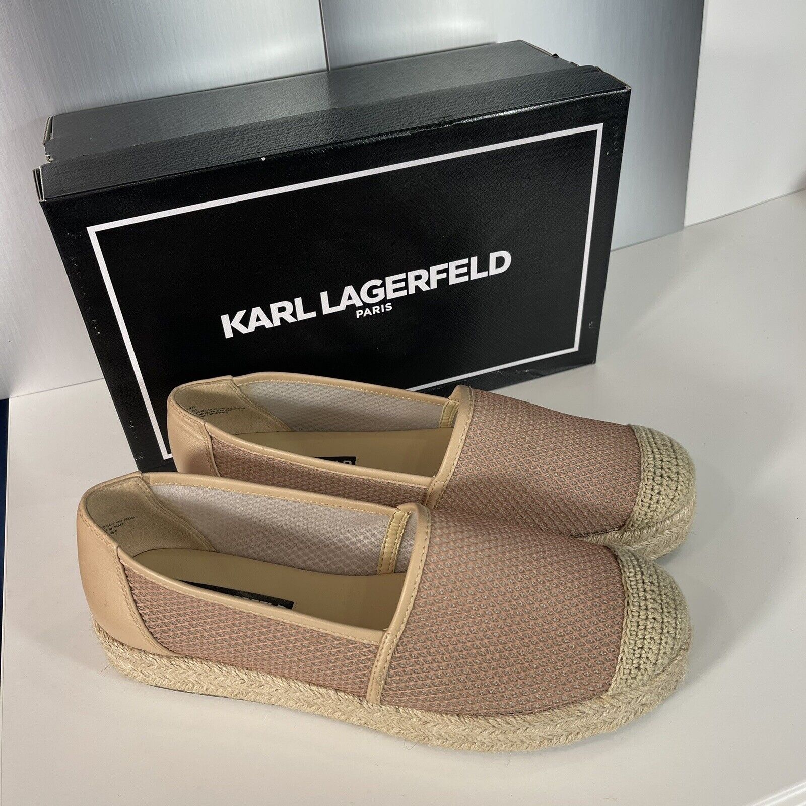 Karl Lagerfeld Adila Espadrille Slip-on Sandal Shoes | Nude Size 39 / 8.5