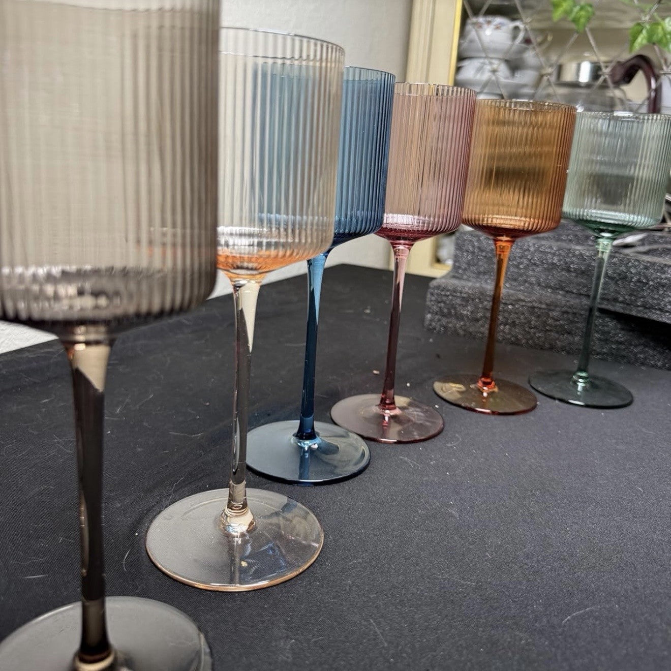NEW Anthropologie (Set of 6) Colorful Stemmed Wine Glasses Drinkware Bar Cups