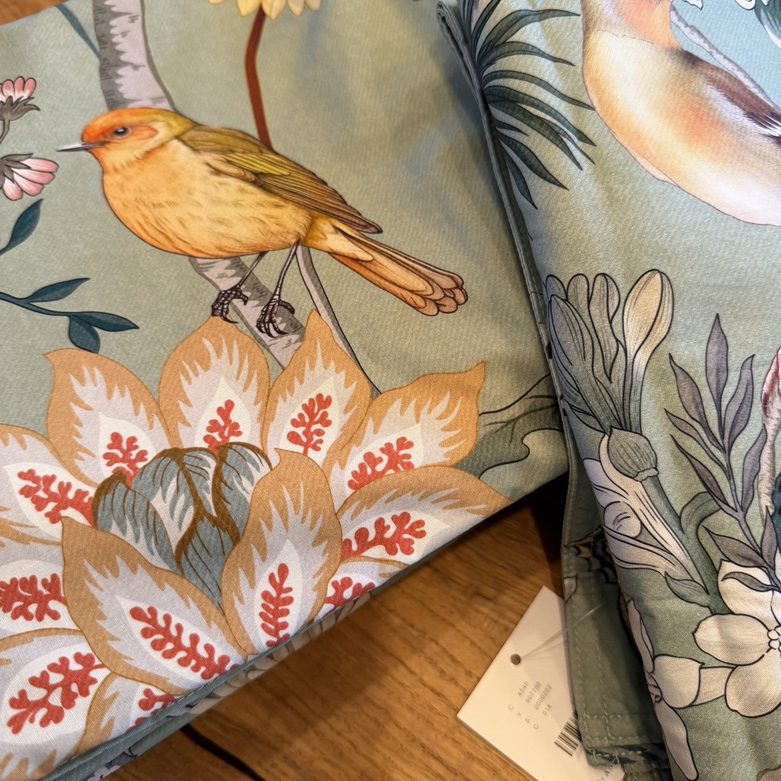 NEW Anthro Green Floral Bird Boho Cotton Queen King Size Bedding Duvet Sham Set