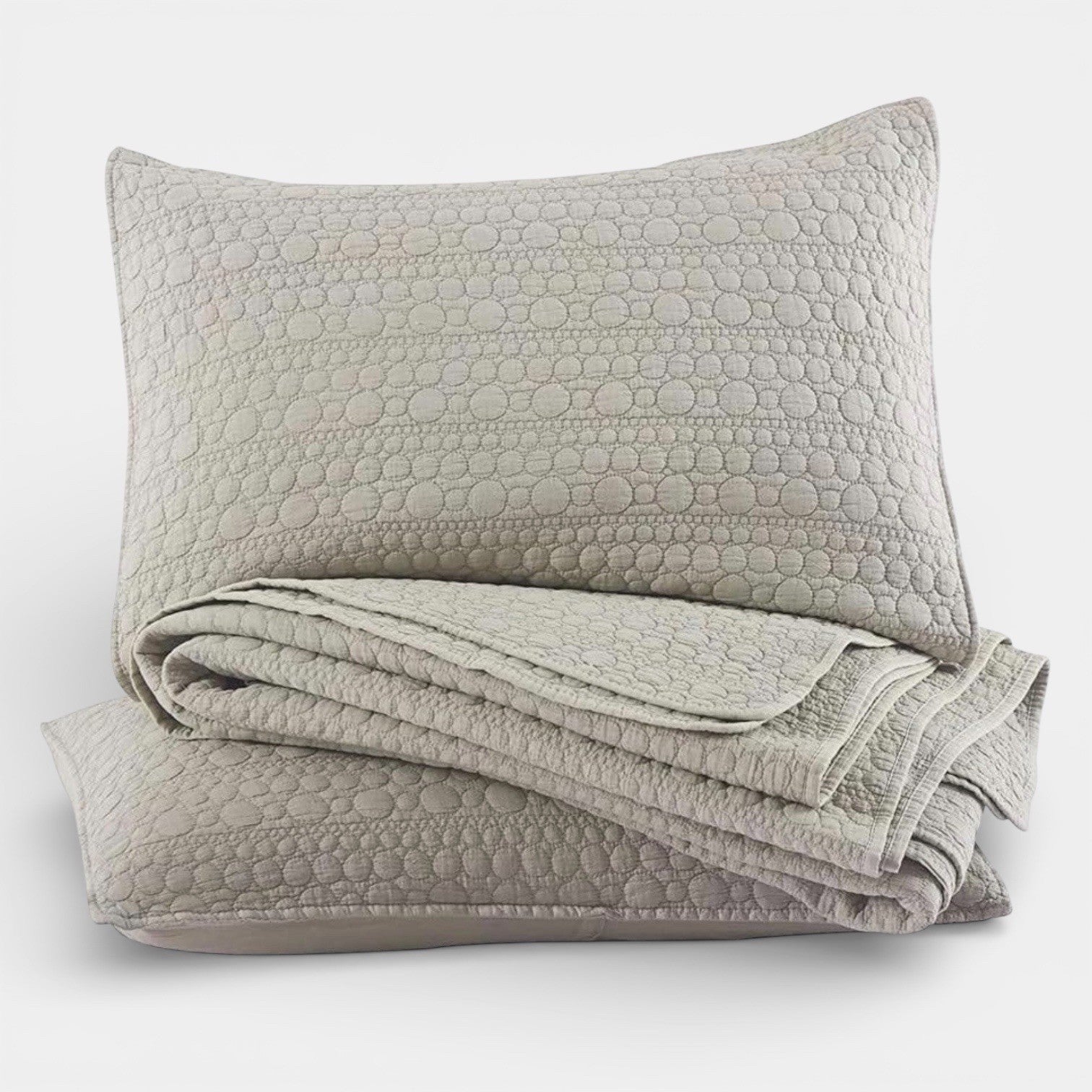 NEW West Elm Beige Stone Print Ultra Soft Queen King Bedding Bedspread Sham Set