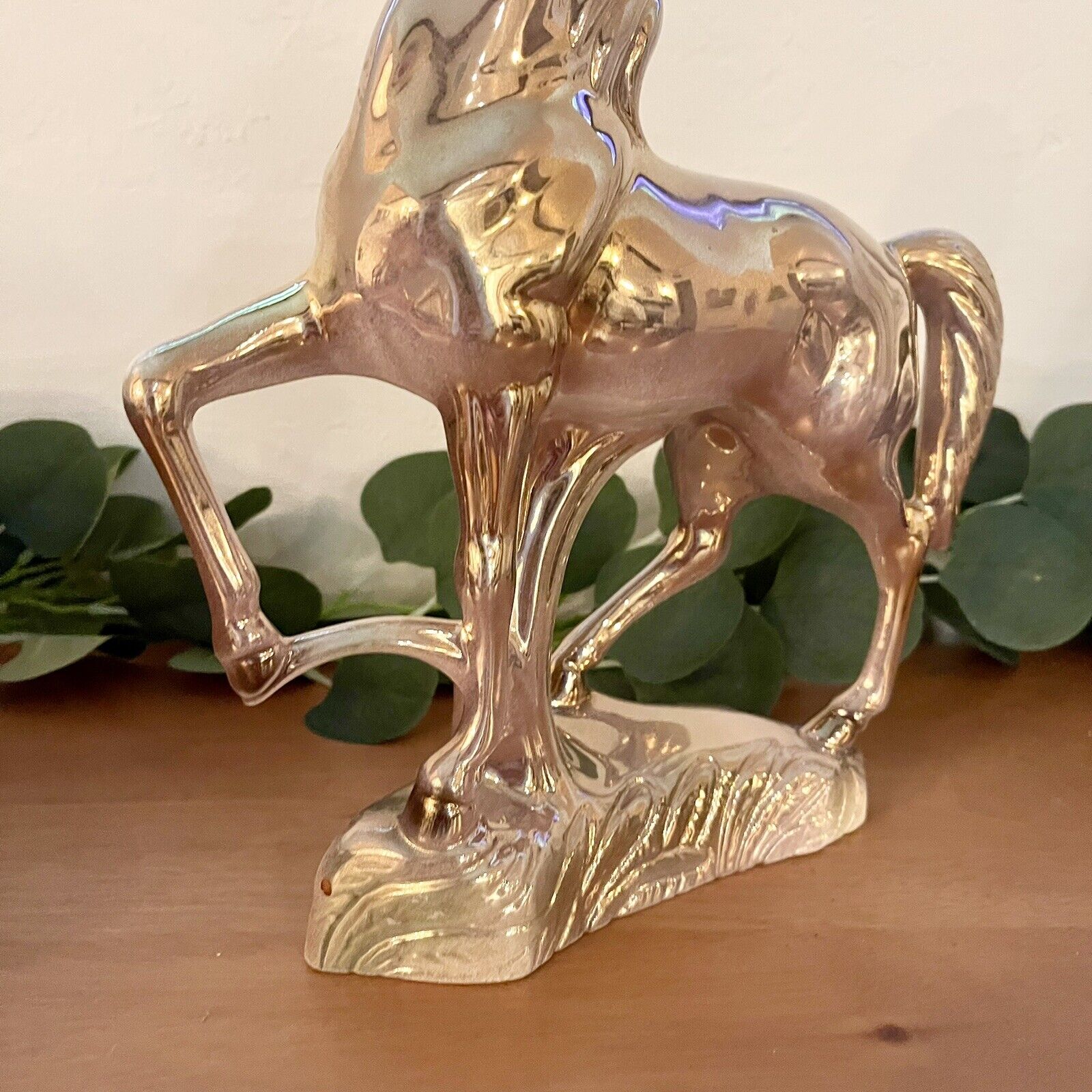 Vintage Stewart B. McCulloch Iridescent Glass Horse Pony Figurine Statue 1940's